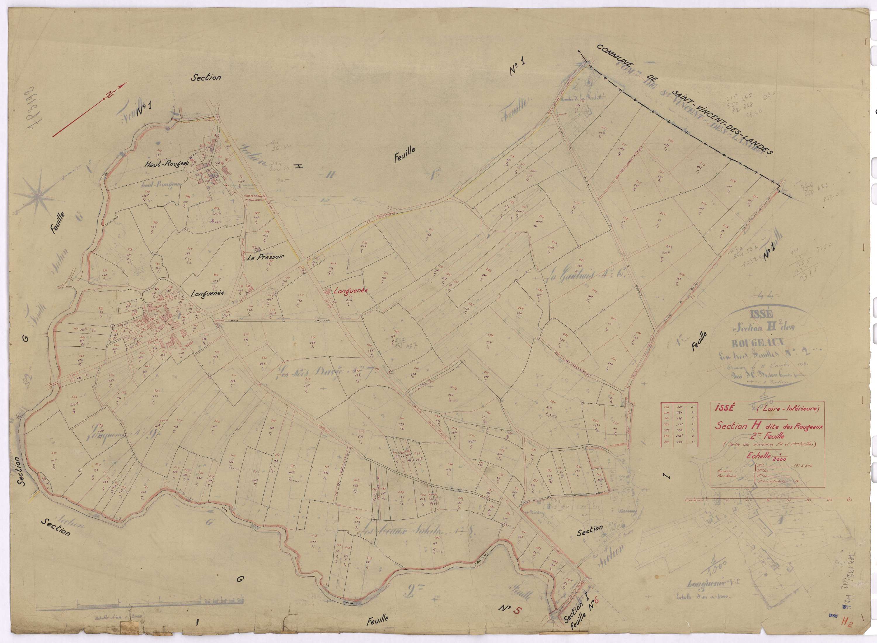 Issé - Section H2 Rougeaux (section des) ; 191-398