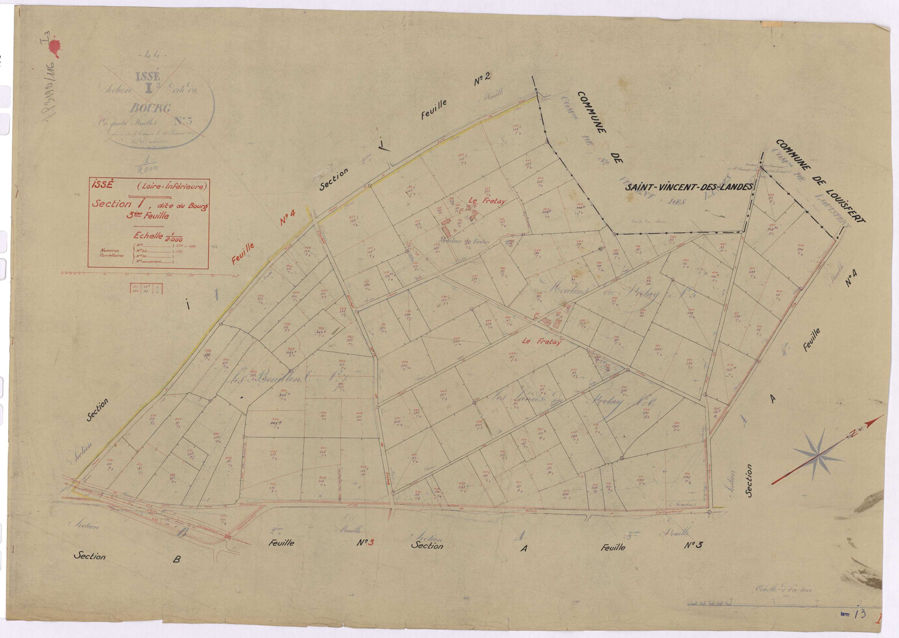 Issé - Section I3 Bourg (section du) ; 354-486