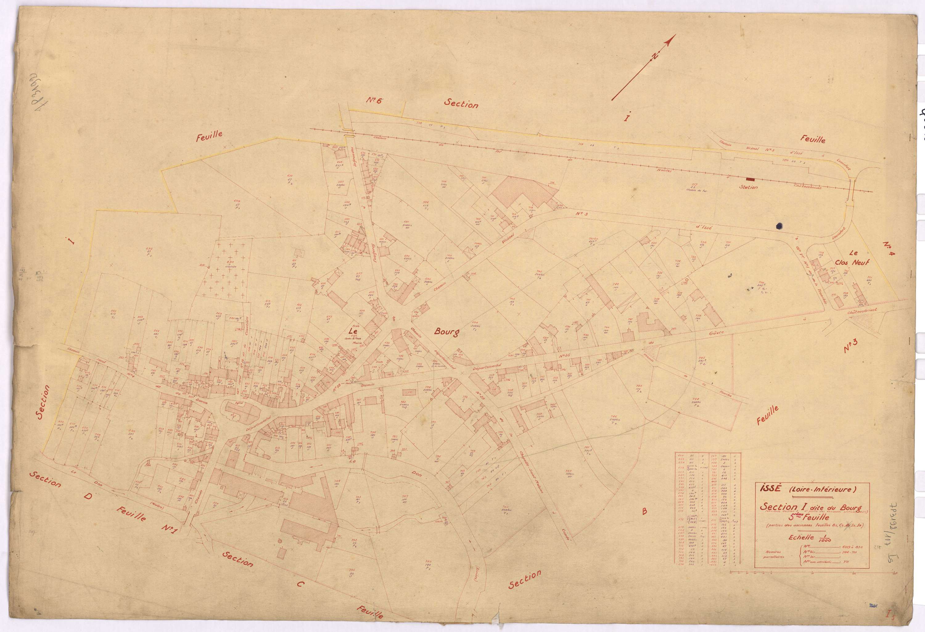 Issé - Section I5 Bourg (section du) ; 609-892