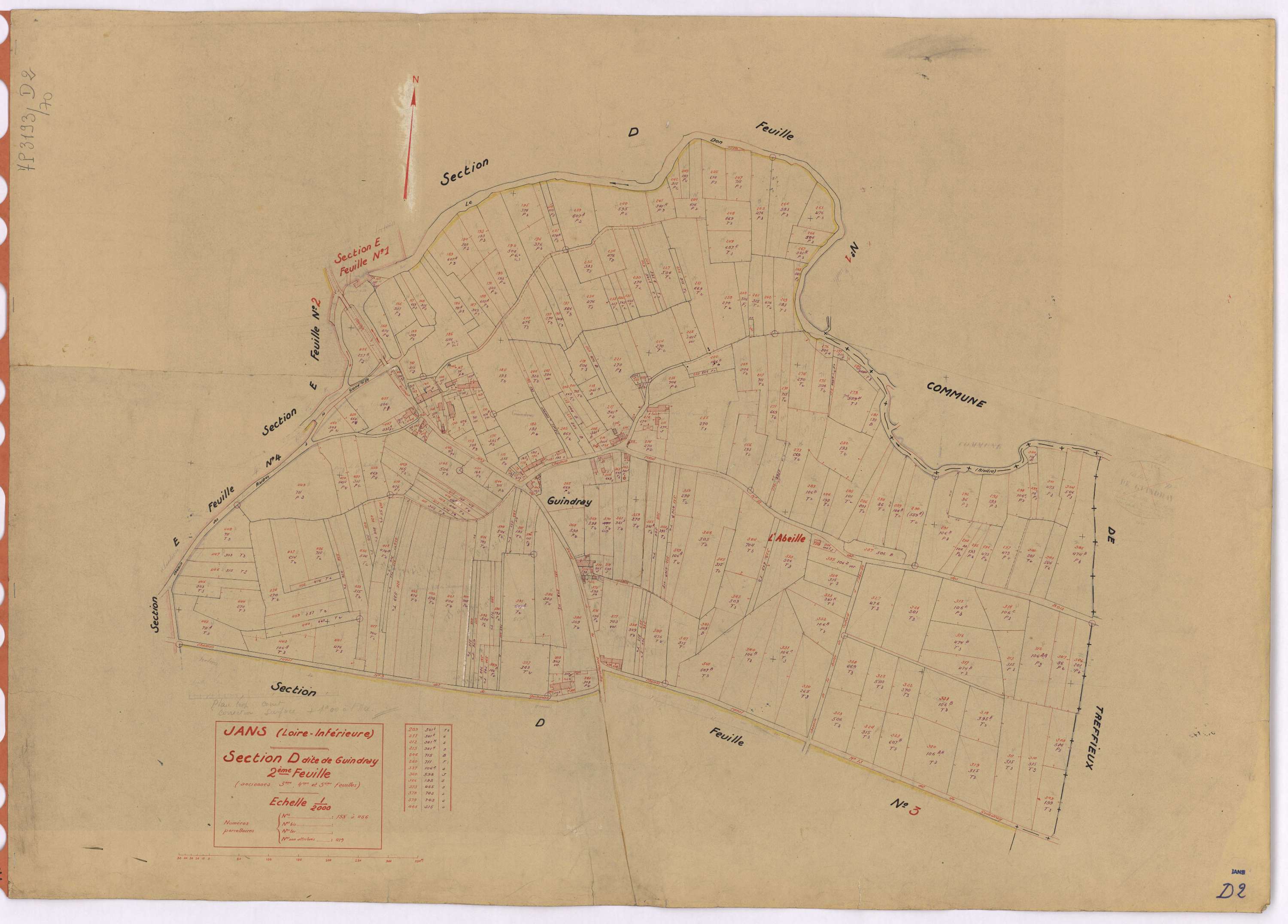 Jans - Section D2 Guindray (section de) ; 155-456