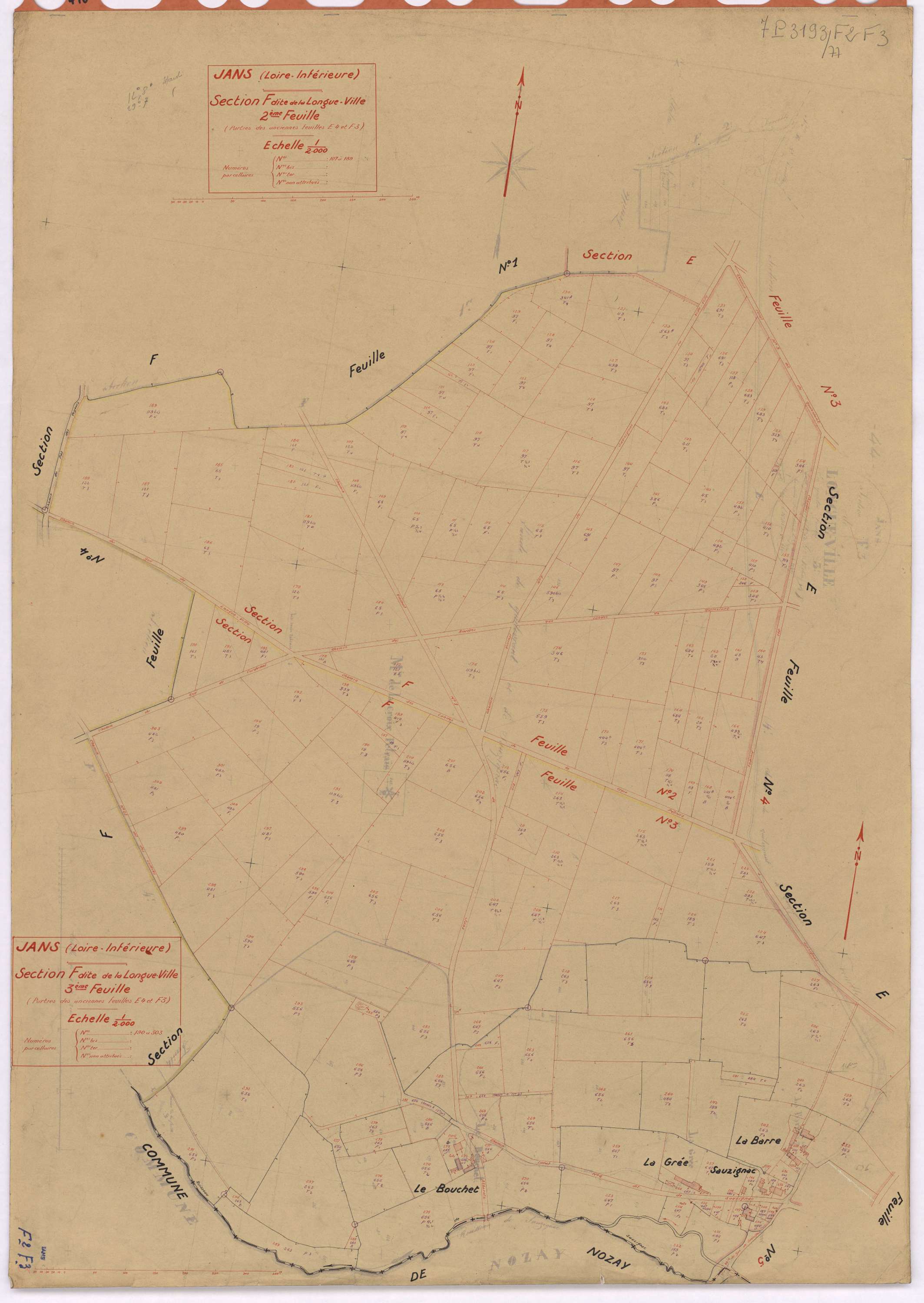 Jans - Section F2 F3 Longue-Ville (section de La) ; 107-189 ; 190-303