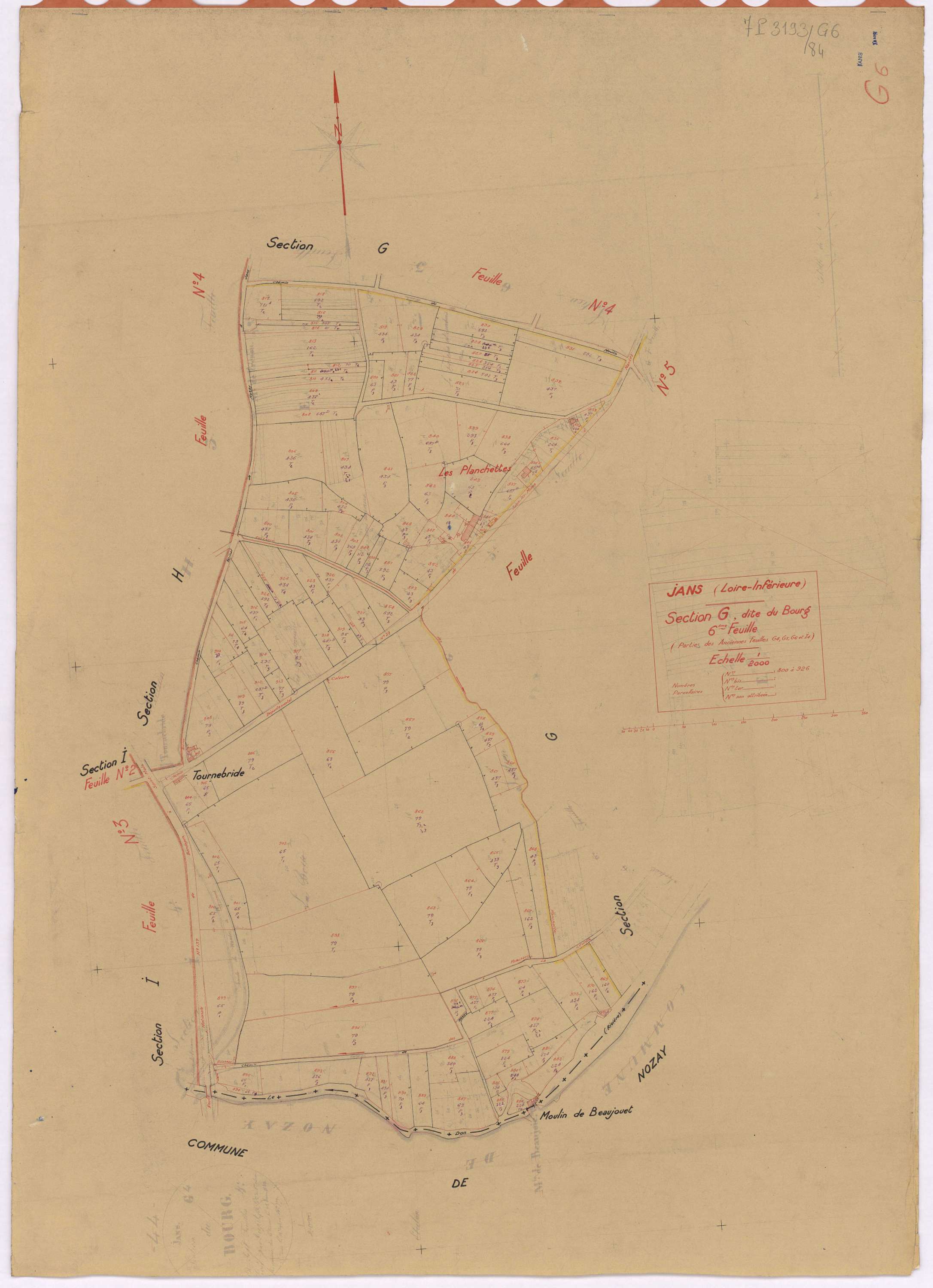 Jans - Section G6 Bourg (section du) ; 800-926