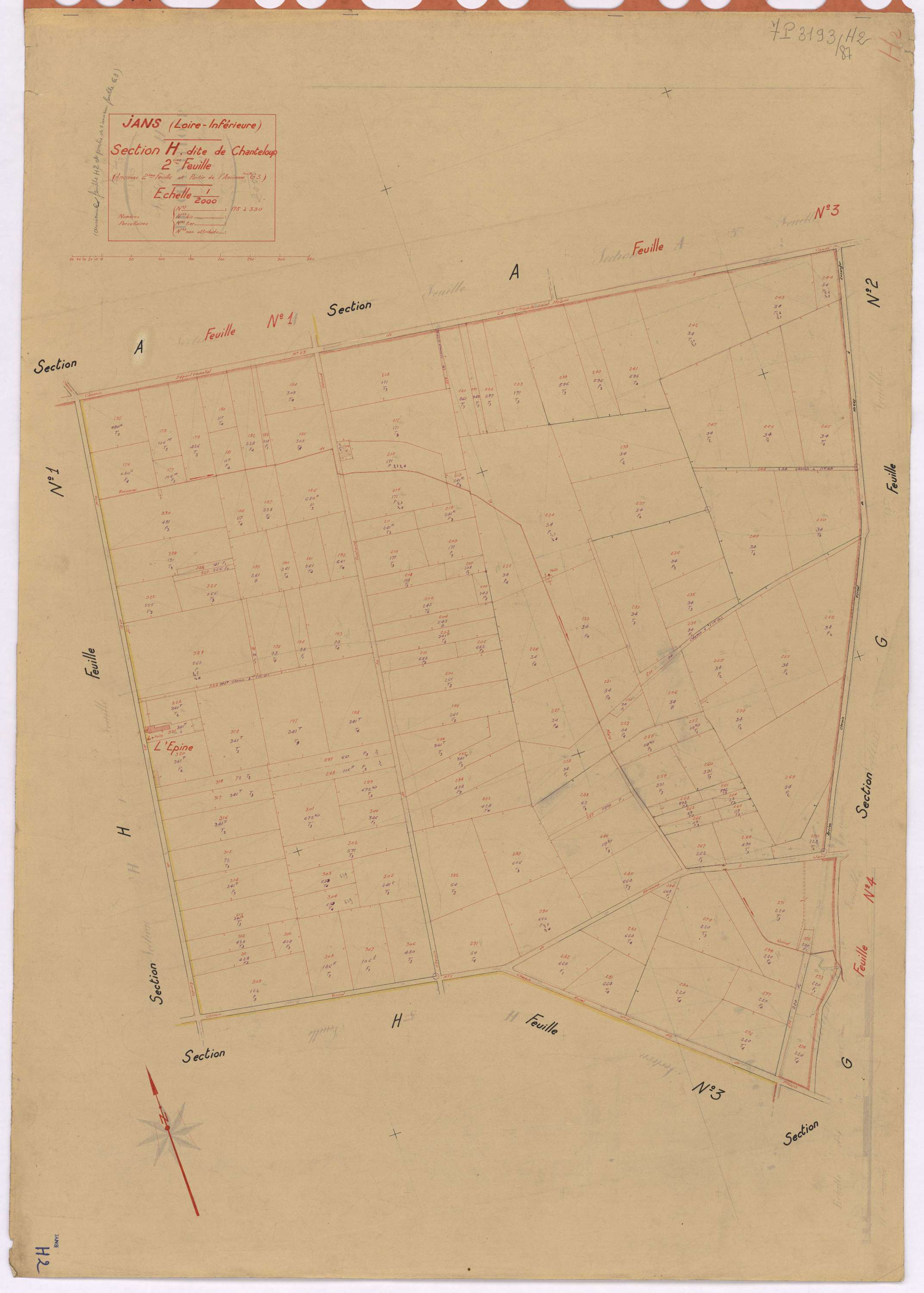 Jans - Section H2 Chanteloup (section de) ; 175-330