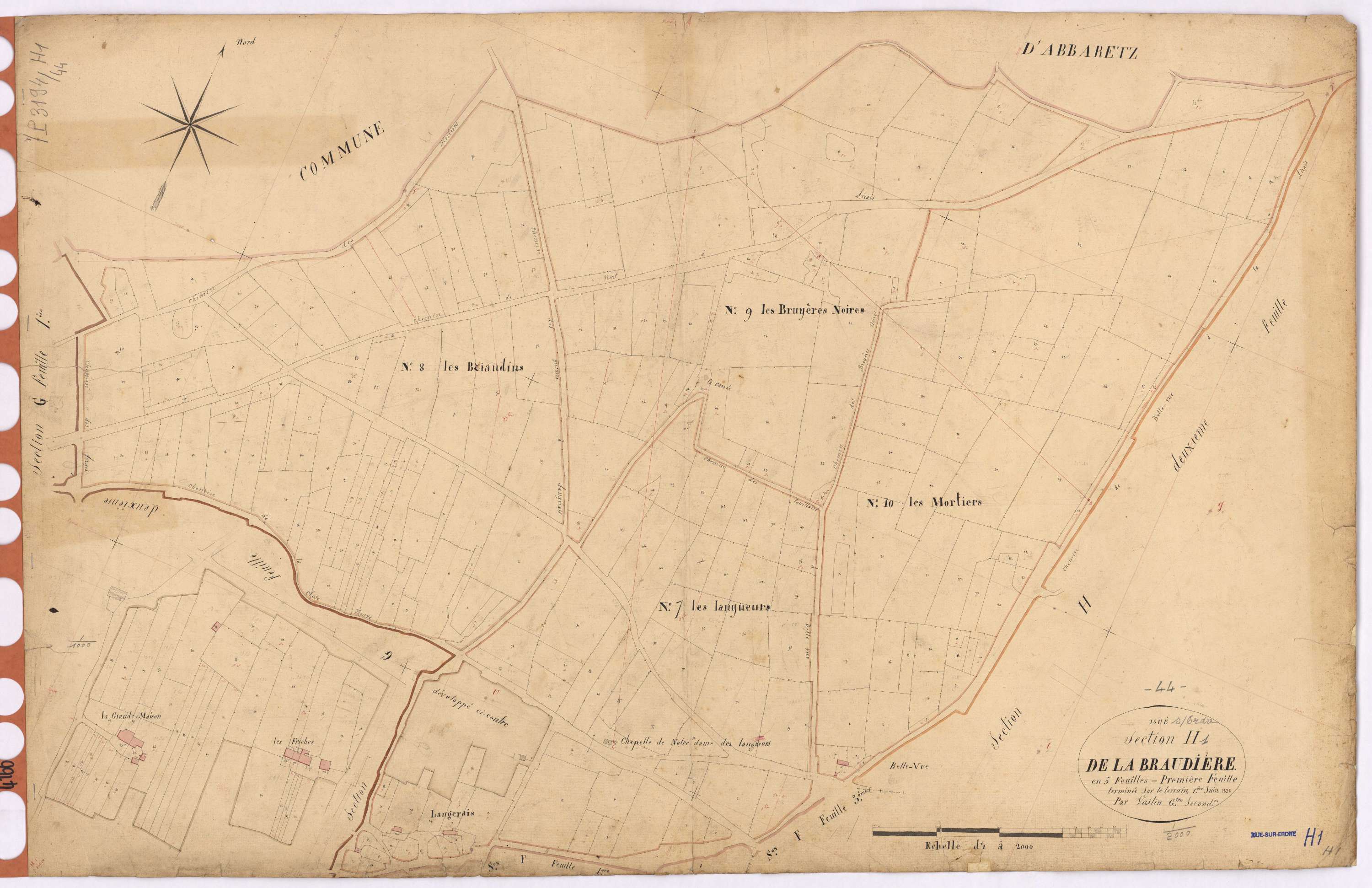 Joué-sur-Erdre - Section H1 Braudière (section de La)