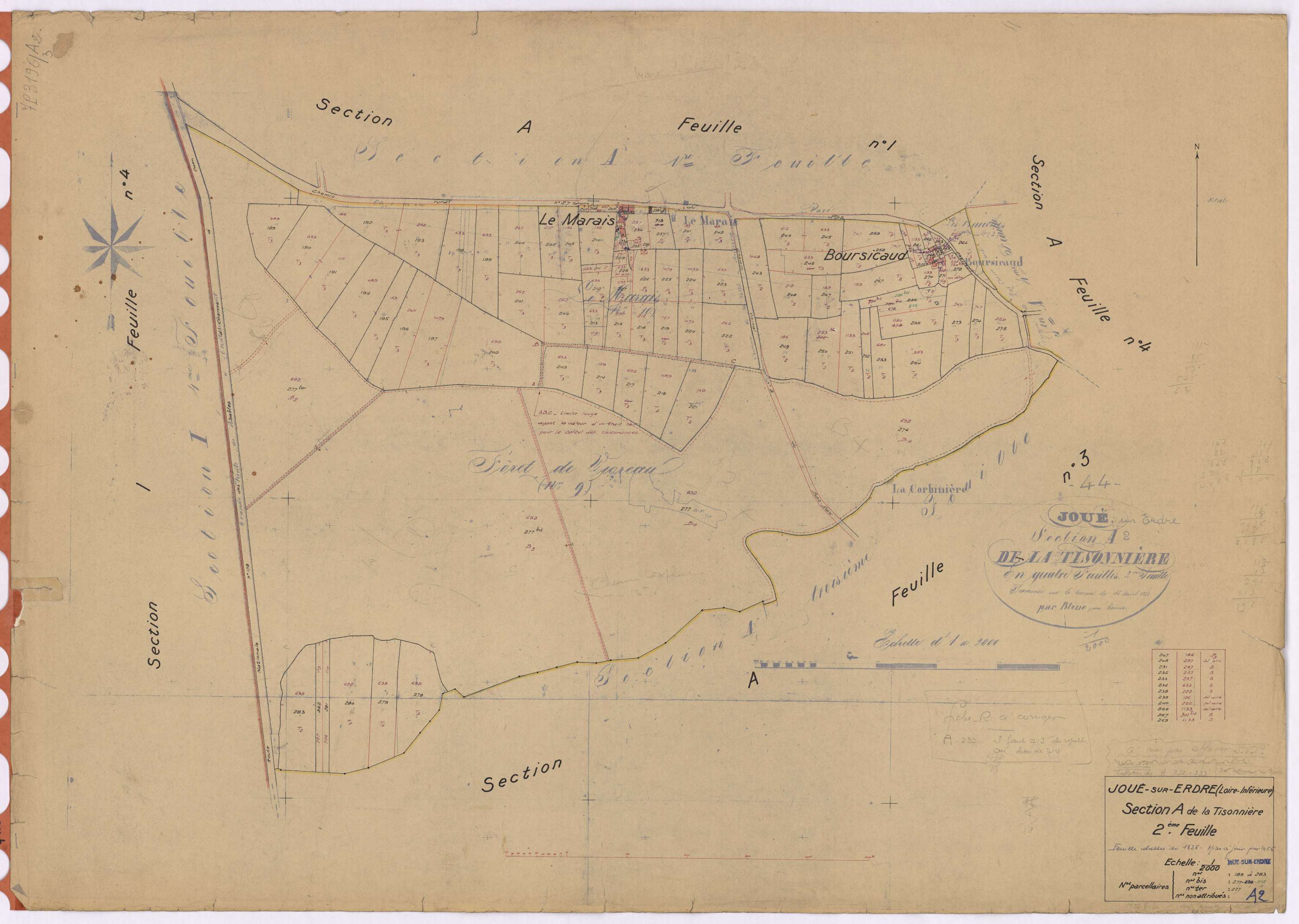 Joué-sur-Erdre - Section A2 Tisonnière (section de La) ; 189-283