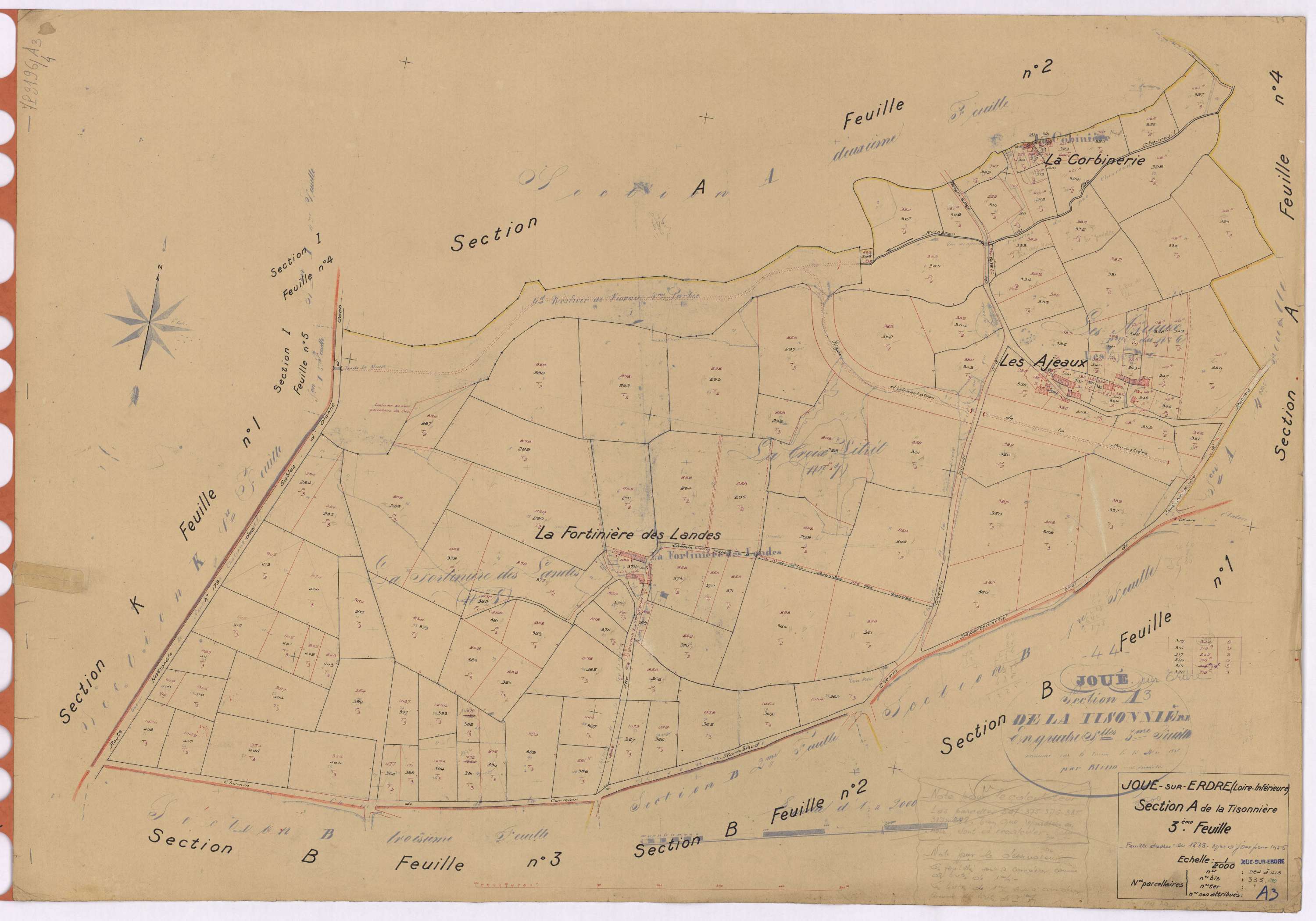 Joué-sur-Erdre - Section A3 Tisonnière (section de La) ; 284-413
