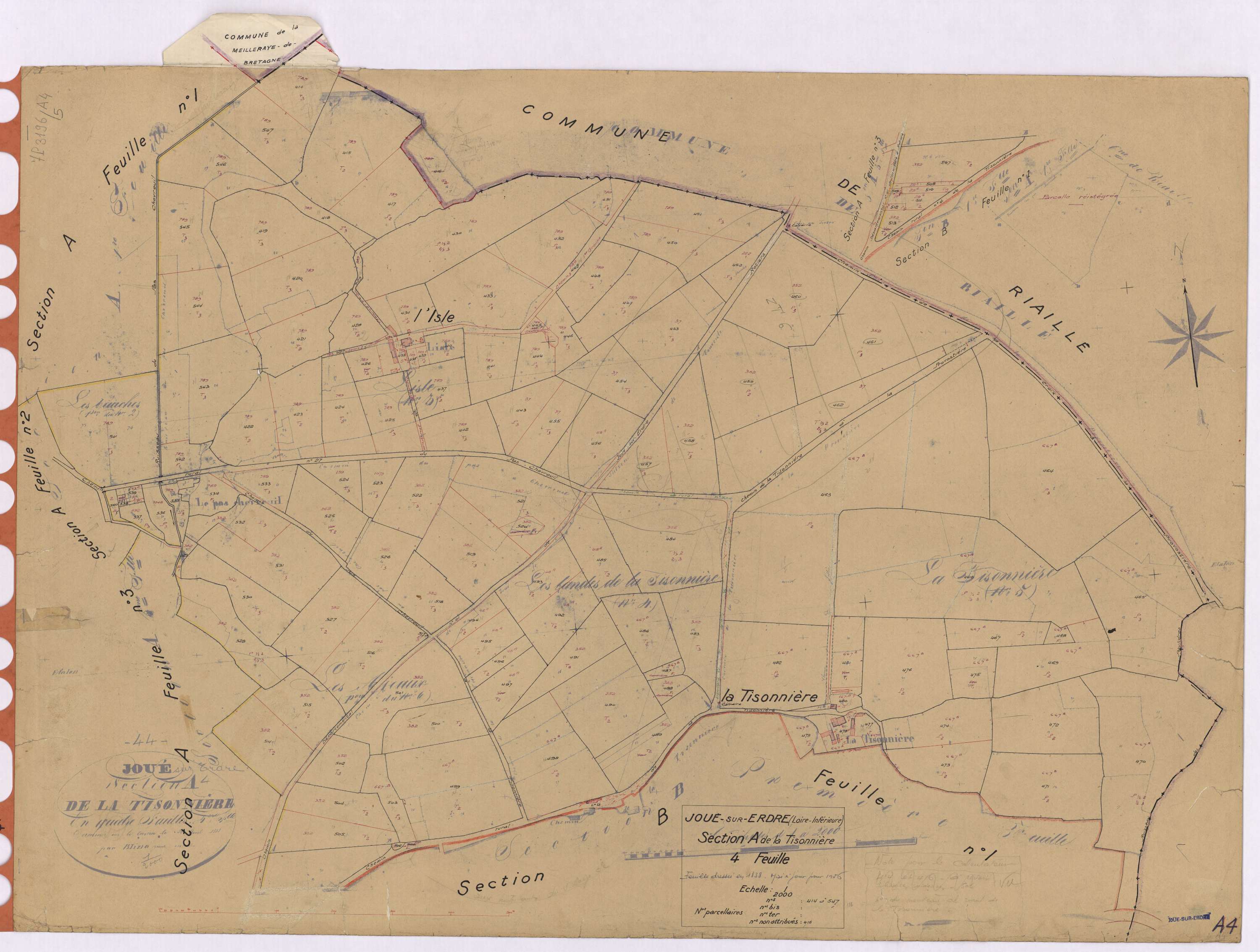 Joué-sur-Erdre - Section A4 Tisonnière (section de La) ; 414-547