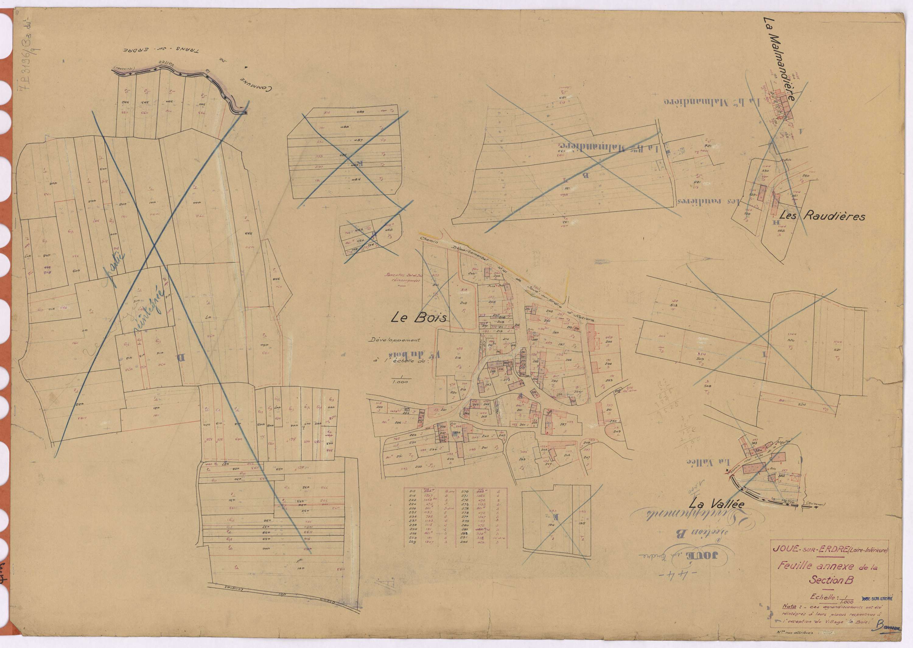 Joué-sur-Erdre - Section B3 (développement) Malmandière (section de La) ; 502-777 ; développement du village du Bois