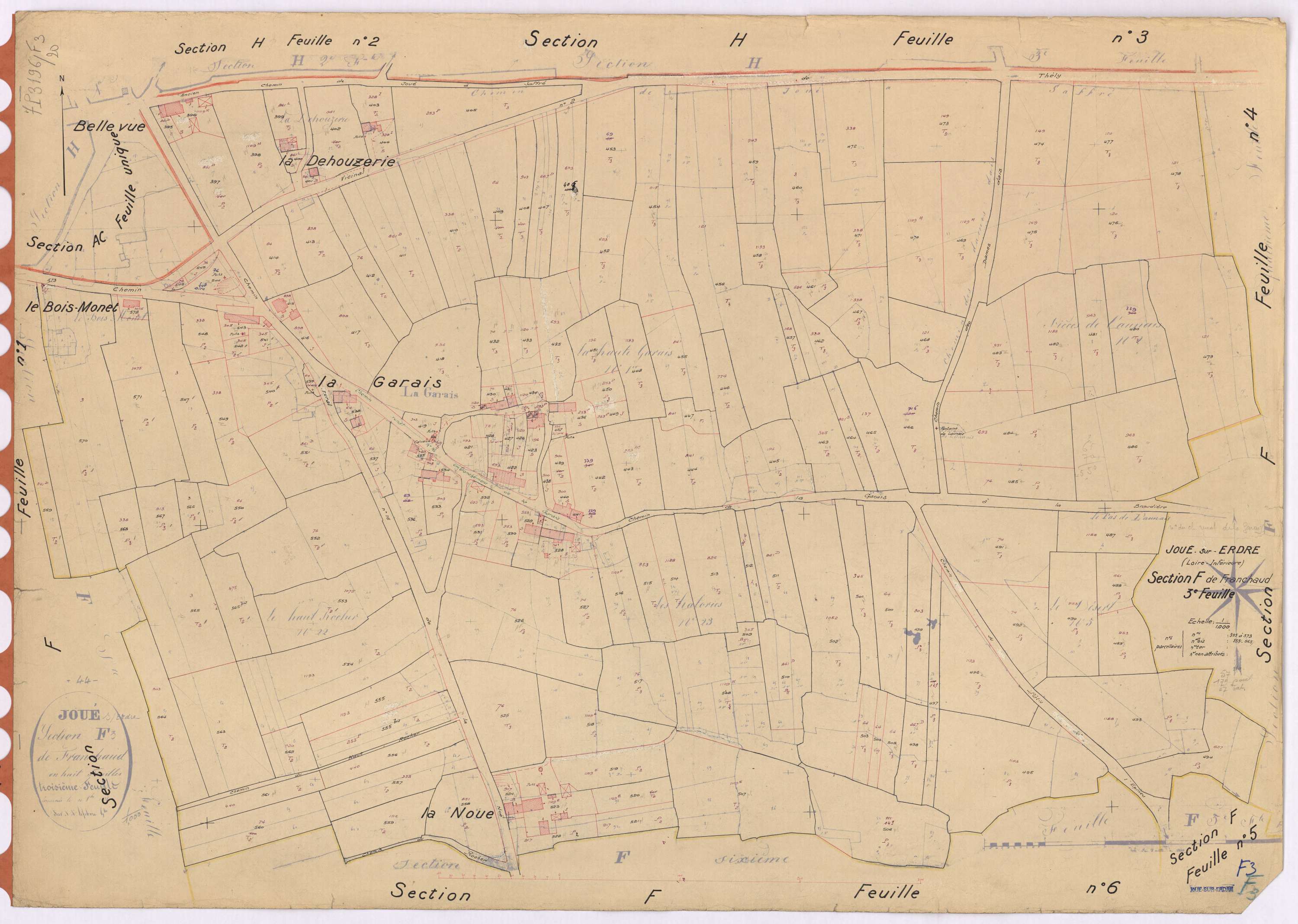 Joué-sur-Erdre - Section F3 Franchaud (section de) ; 395-573