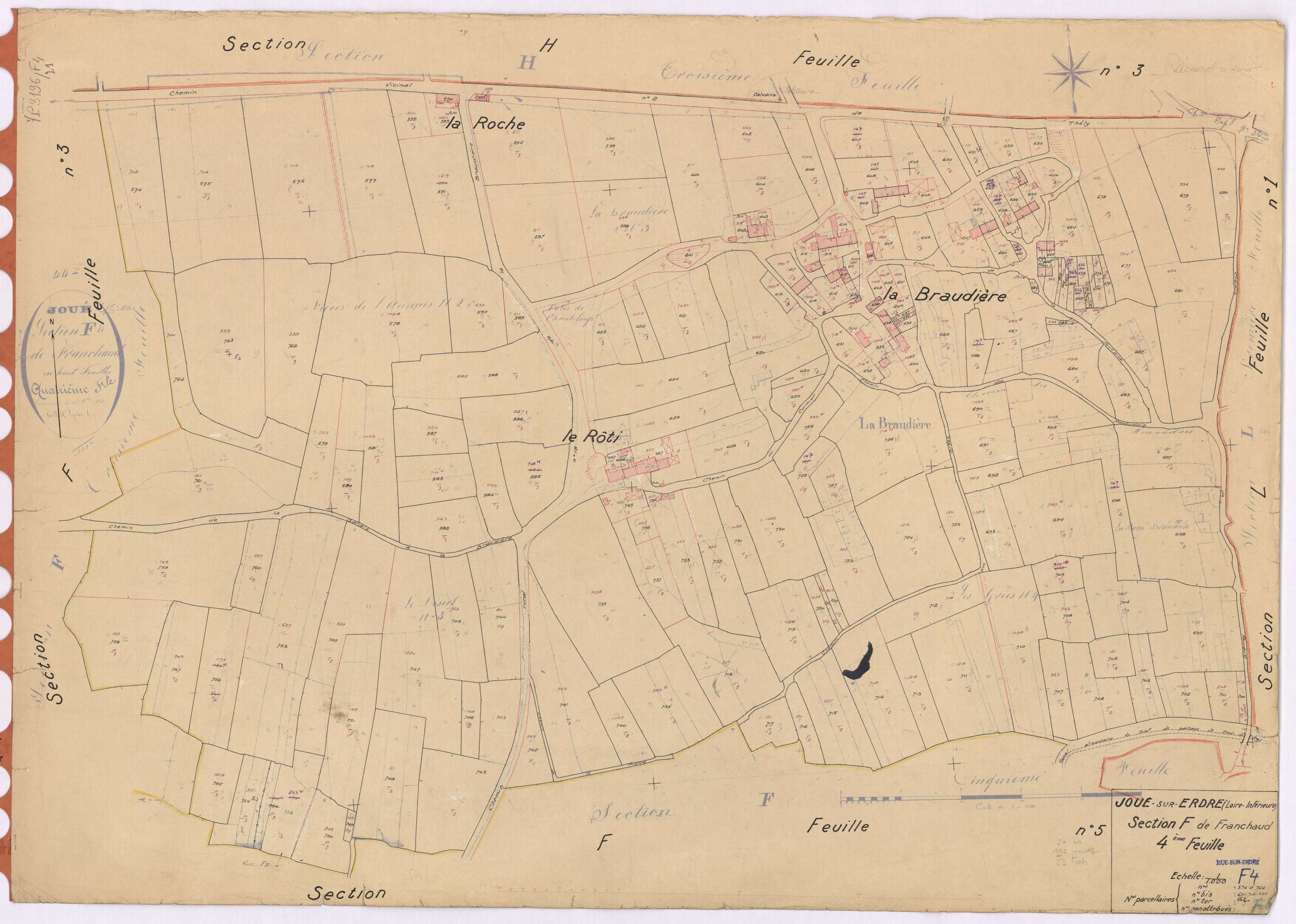 Joué-sur-Erdre - Section F4 Franchaud (section de) ; 574-764