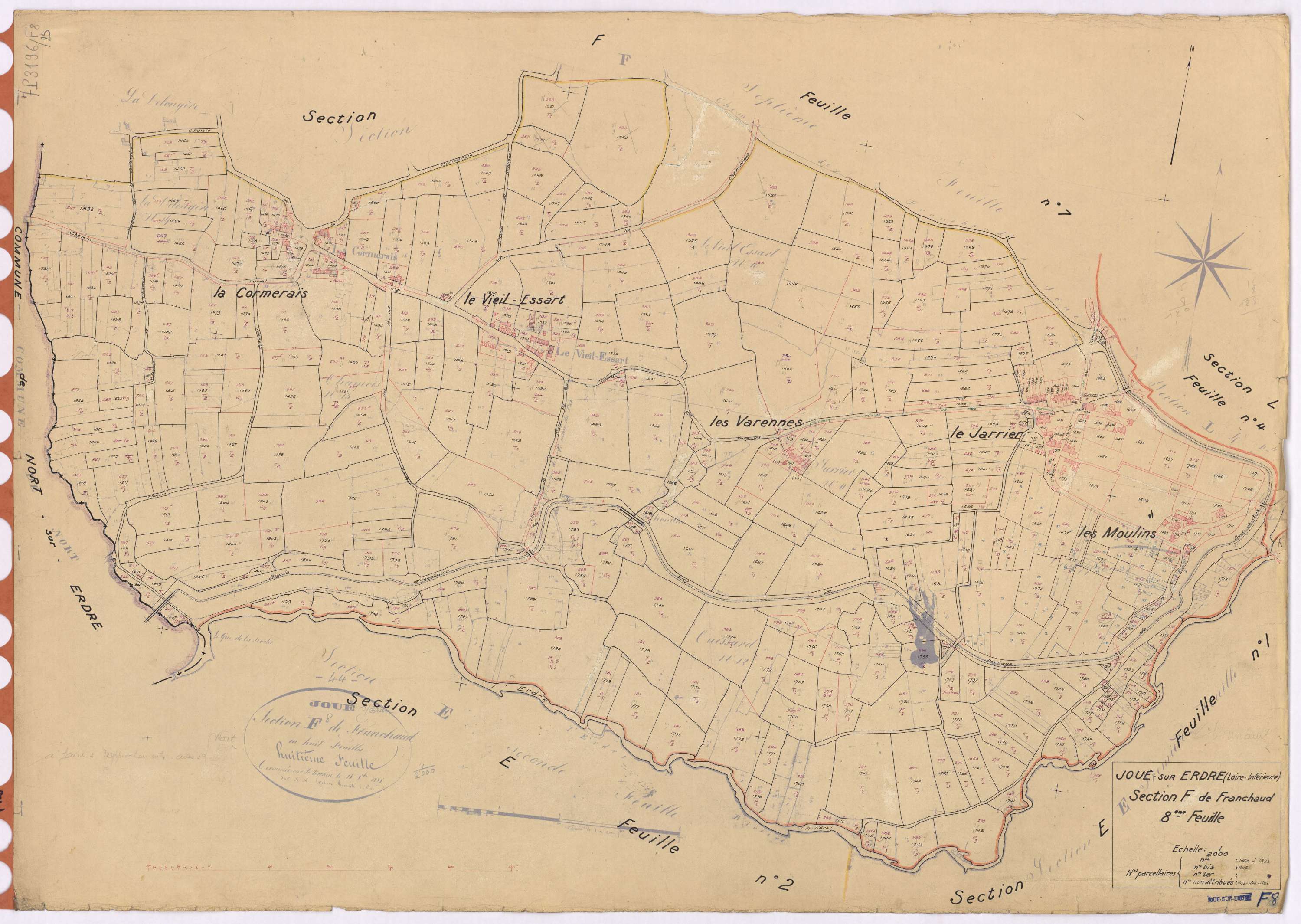 Joué-sur-Erdre - Section F8 Franchaud (section de) ; 1460-1833