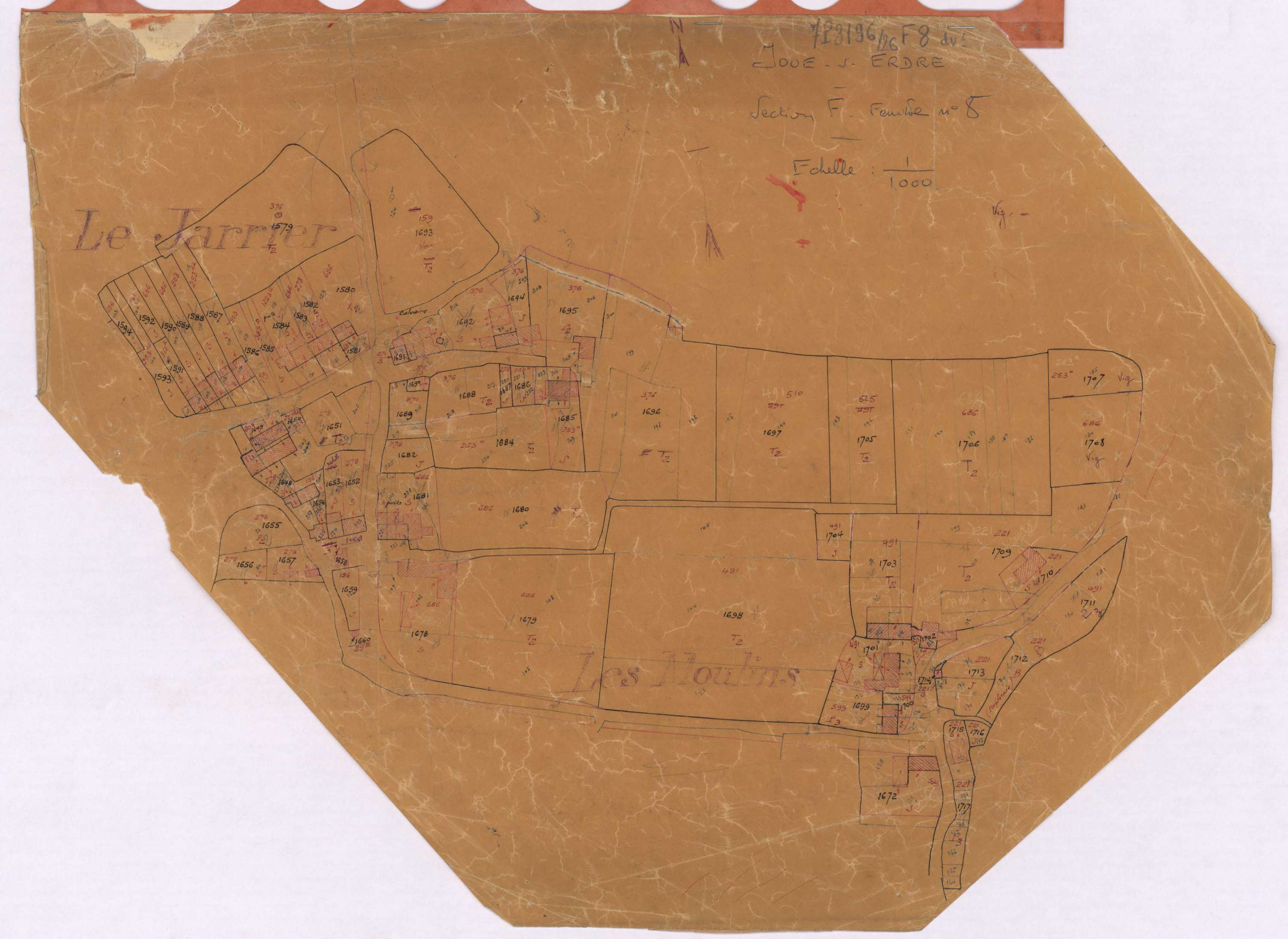 Joué-sur-Erdre - Section F8 (développement) Franchaud (section de) ; 1460-1833 ; développement des villages du Jarrier et du Moulin