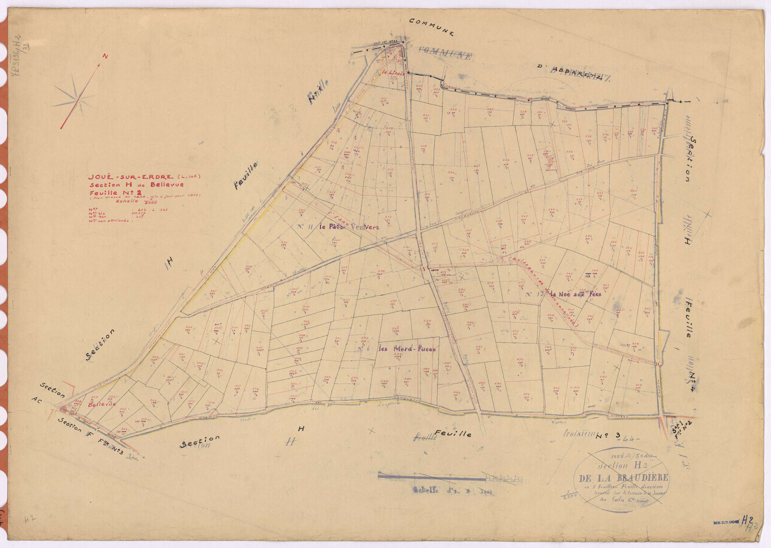 Joué-sur-Erdre - Section H2 Bellevue (section de) ; 202-341