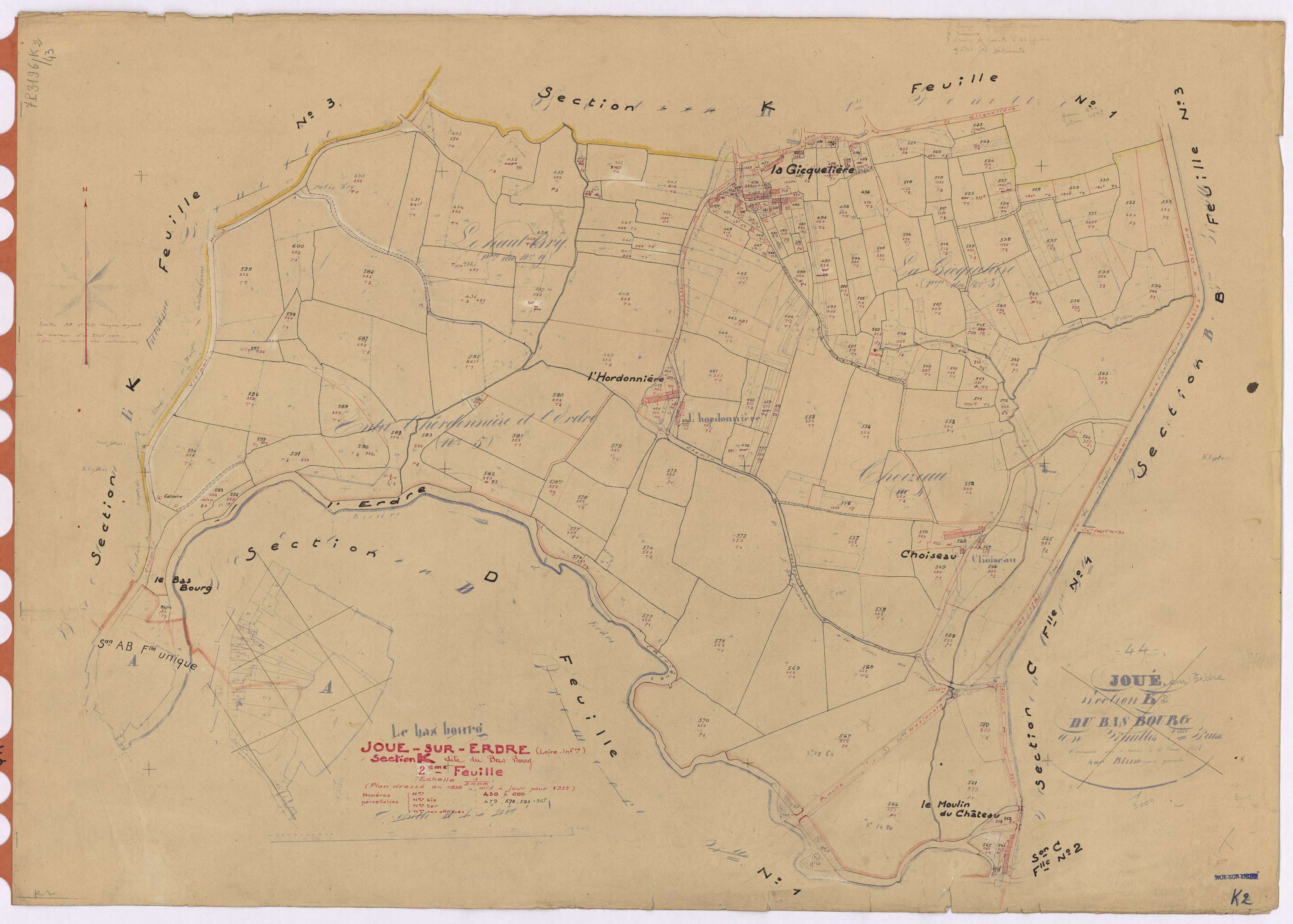 Joué-sur-Erdre - Section K2 Bas-Bourg (section du) ; 430-600