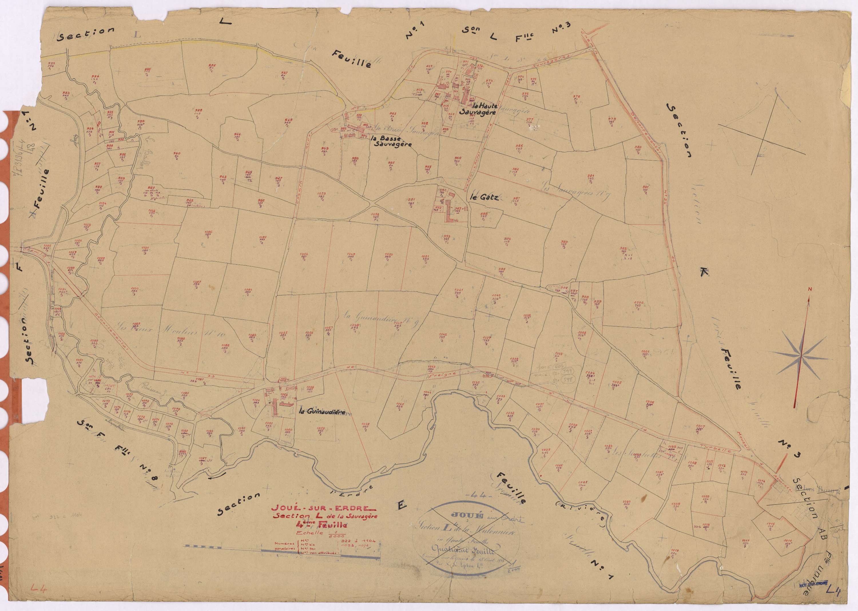 Joué-sur-Erdre - Section L4 Sauvagère (section de La) ; 922-1104