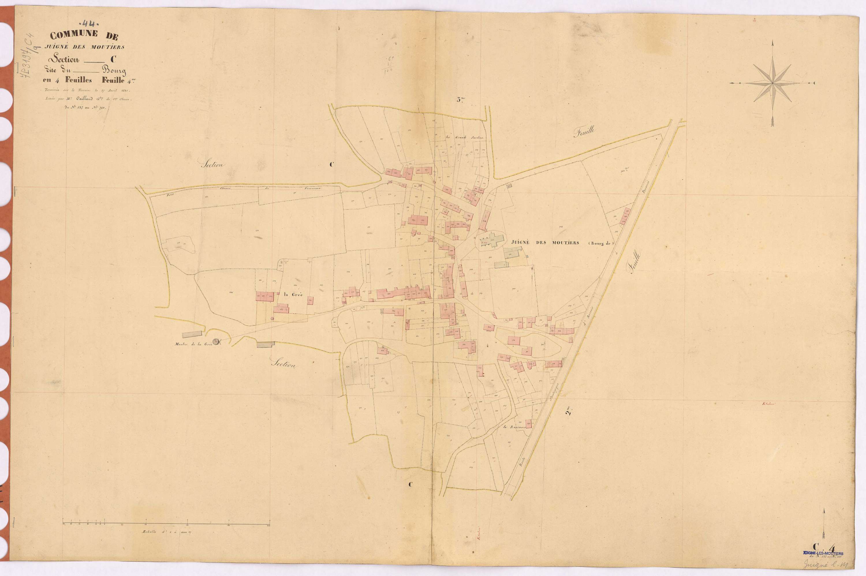 Juigné-des-Moutiers - Section C4 Bourg (section du) ; 537-742