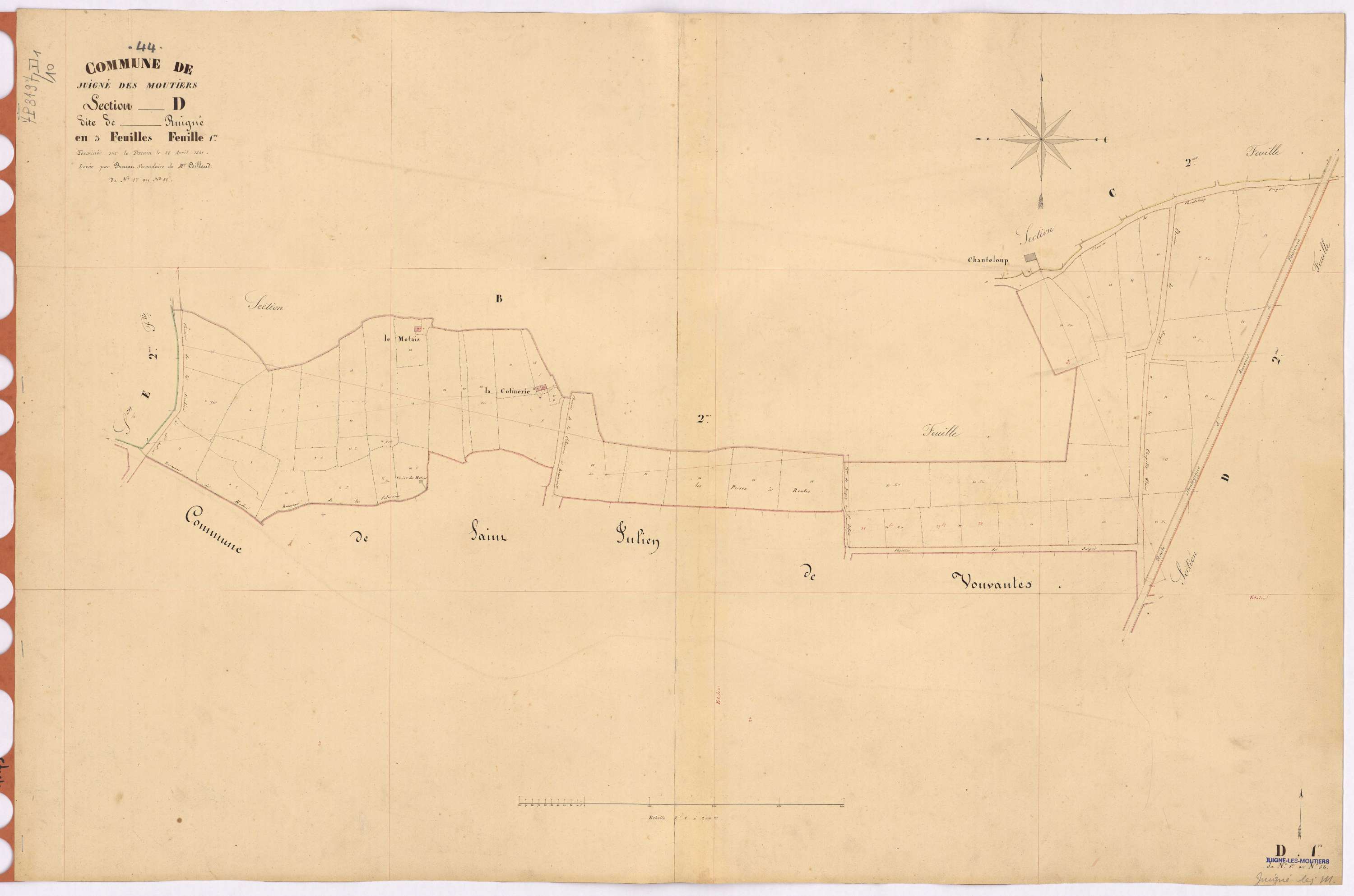 Juigné-des-Moutiers - Section D1 Ruigné (section de) ; 1-58