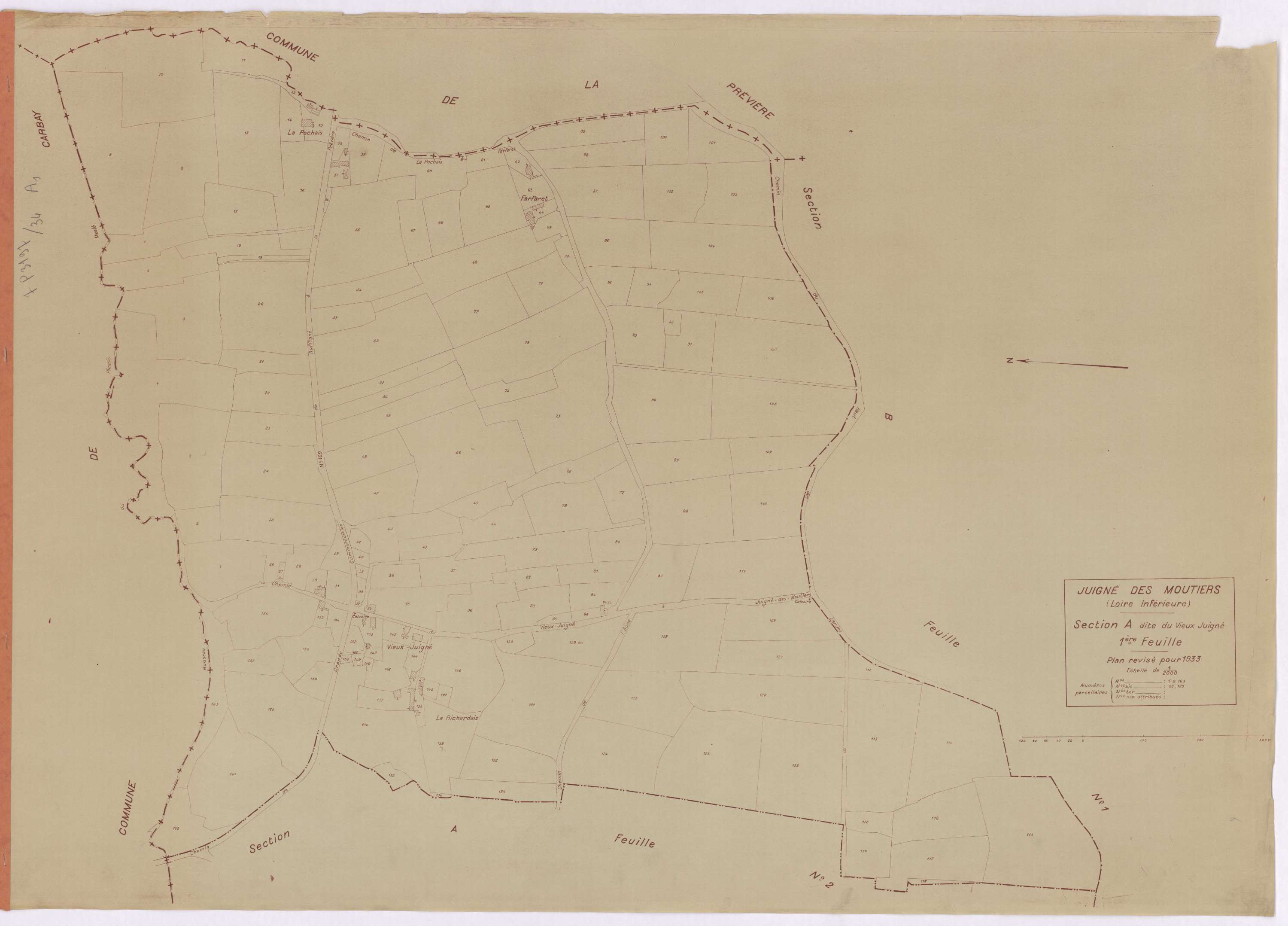 Juigné-des-Moutiers - Section A1 Vieux-Juigné (section du) ; 1-163