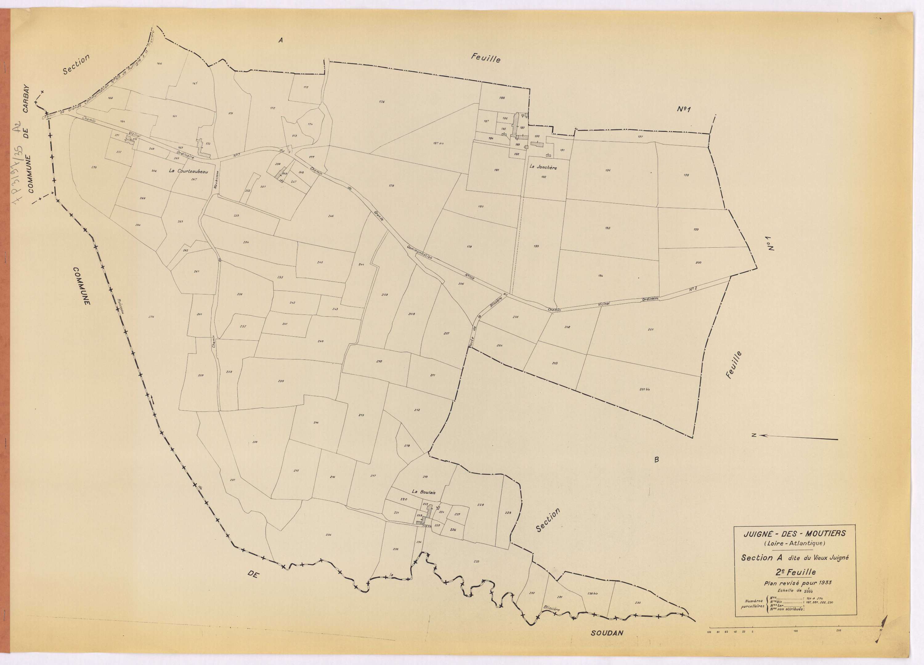 Juigné-des-Moutiers - Section A2 Vieux-Juigné (section du) ; 164-274