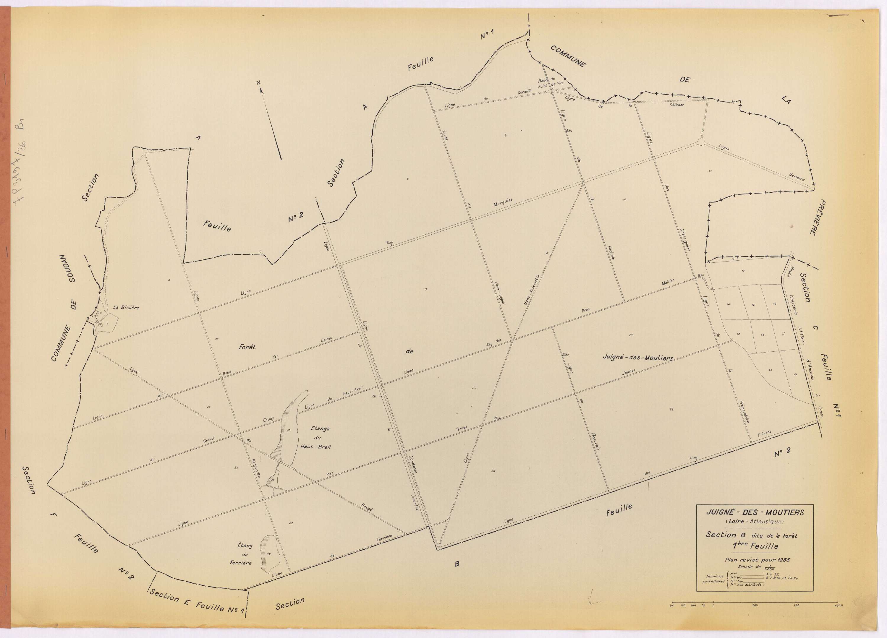 Juigné-des-Moutiers - Section B1 Forêt (section de La) ; 1-33