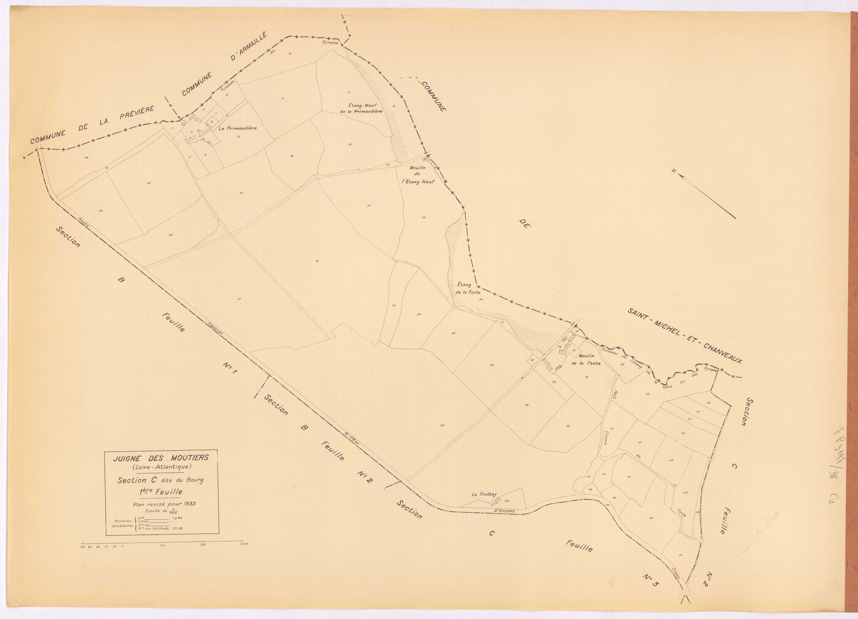 Juigné-des-Moutiers - Section C1 Bourg (section du) ; 1-66