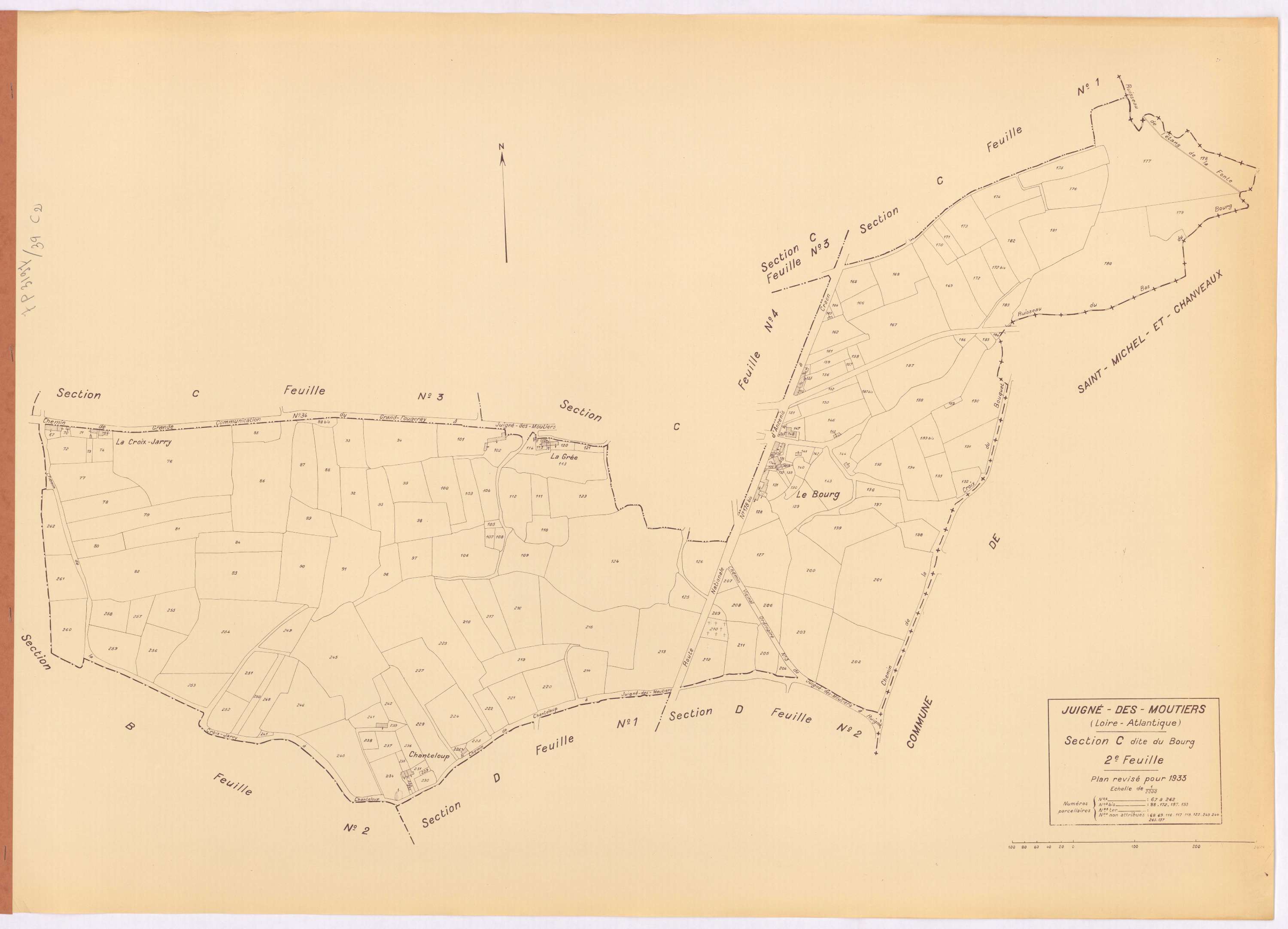 Juigné-des-Moutiers - Section C2 Bourg (section du) ; 67-262