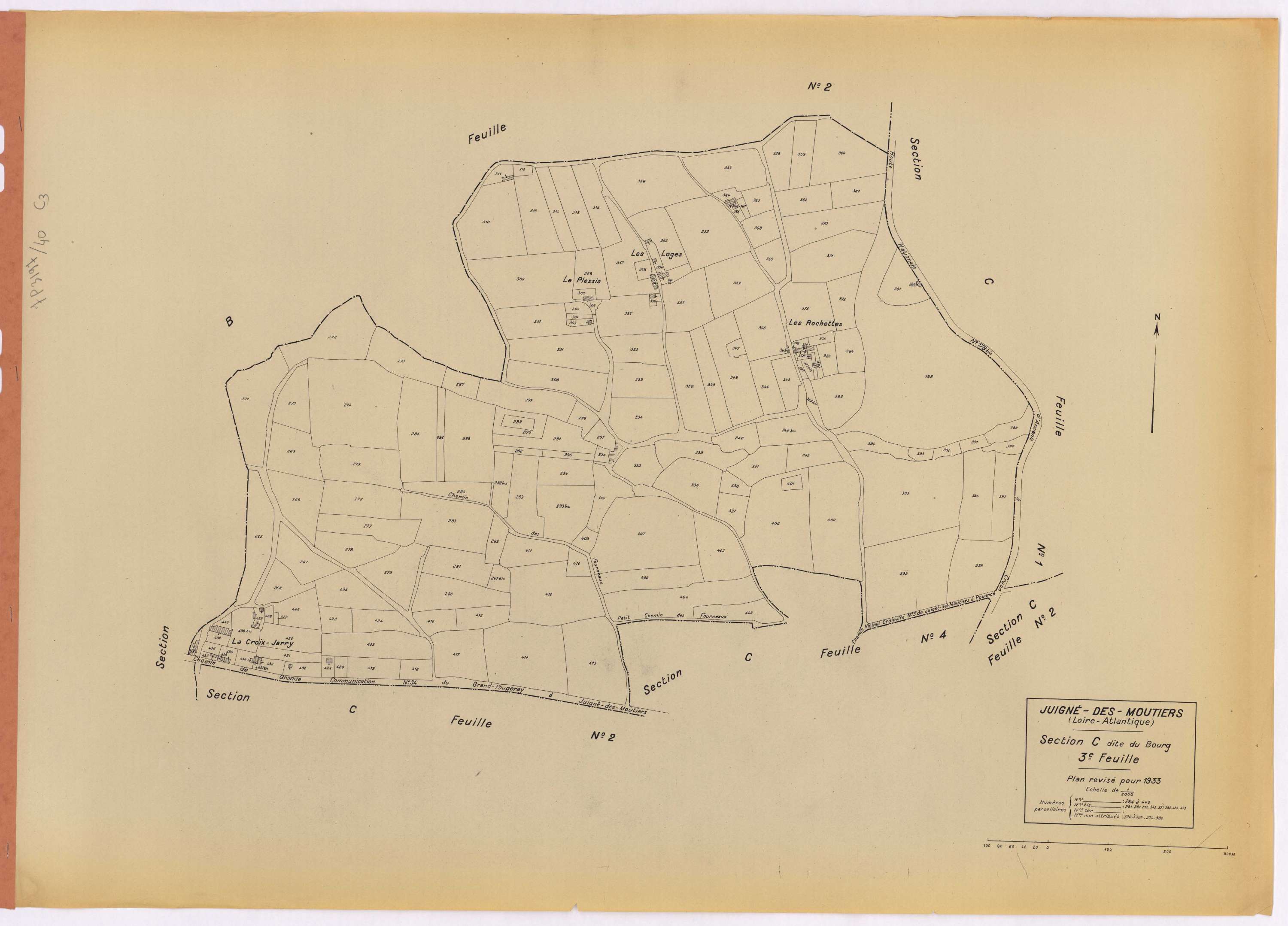 Juigné-des-Moutiers - Section C3 Bourg (section du) ; 264-440