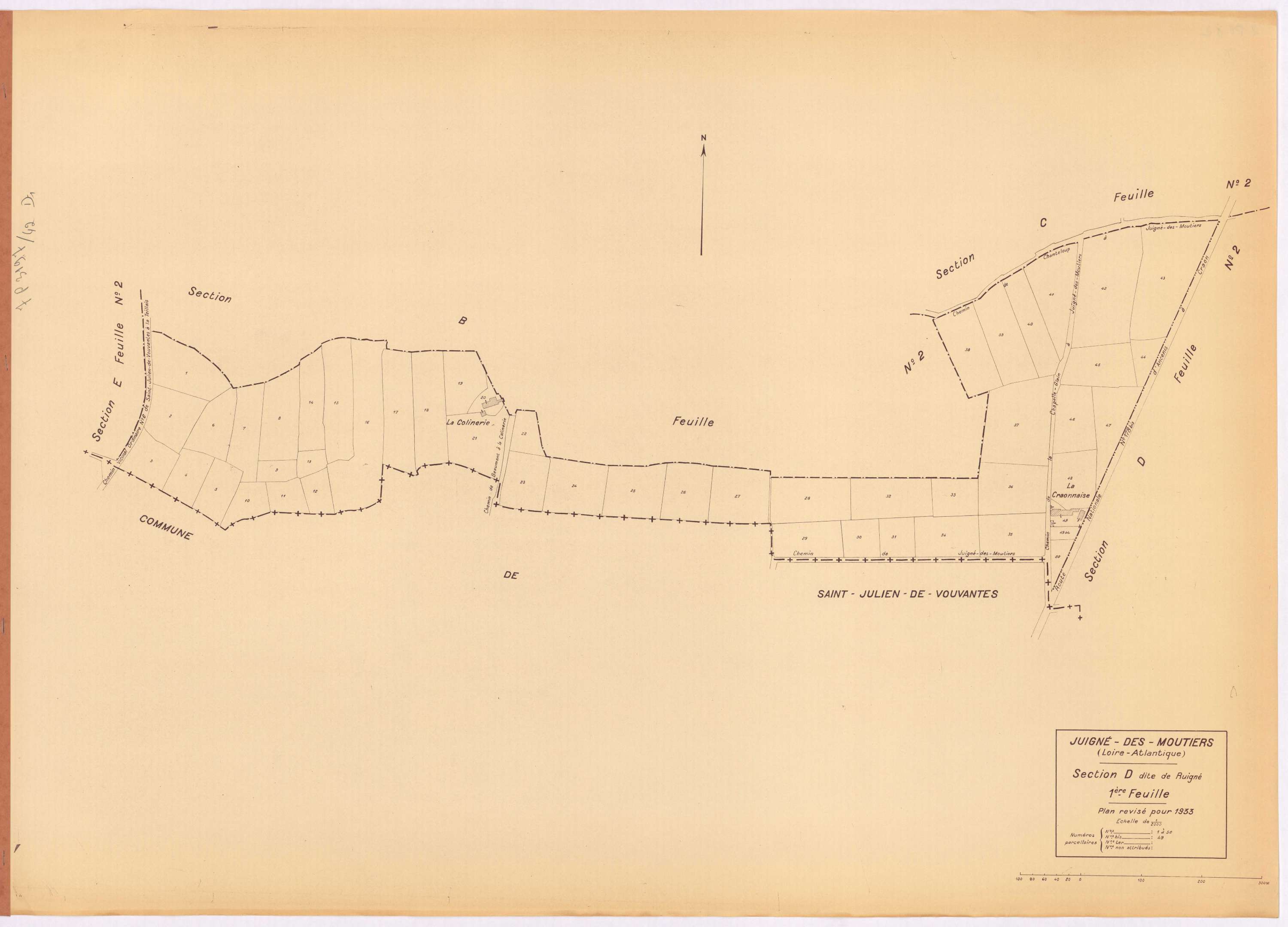 Juigné-des-Moutiers - Section D1 Ruigné (section de) ; 1-50