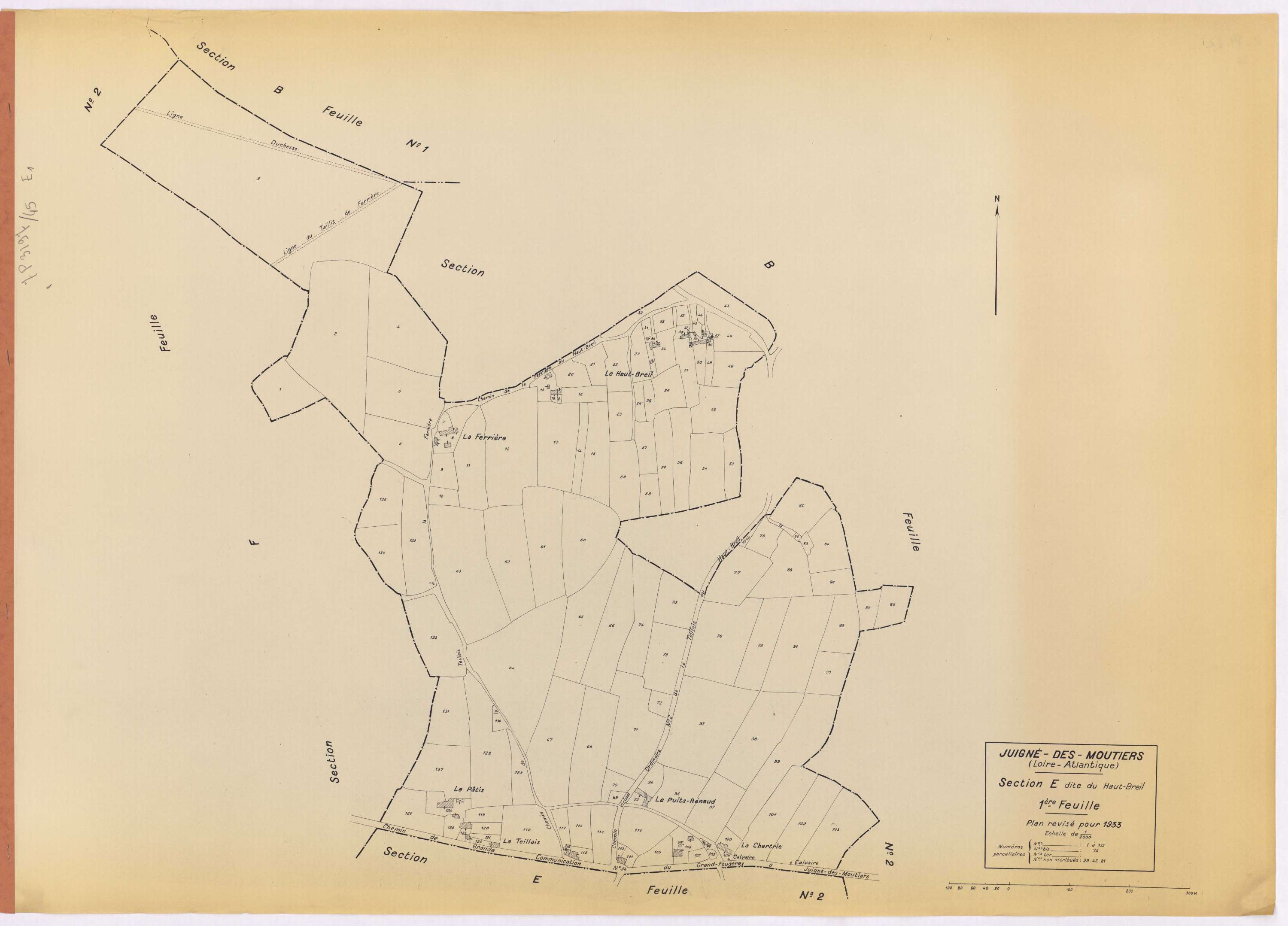 Juigné-des-Moutiers - Section E1 Haut-Breil (section du) ; 1-135