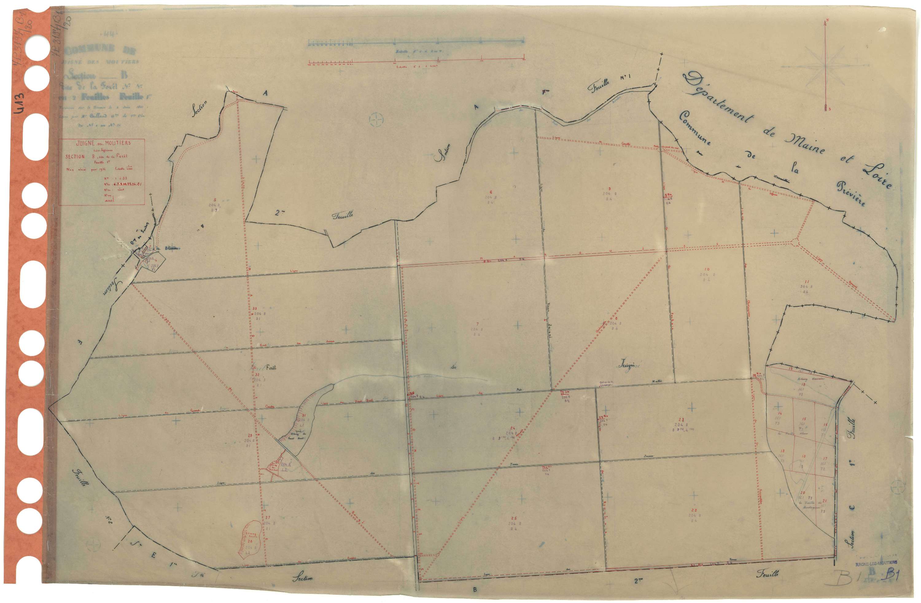 Juigné-des-Moutiers - Section B1 Forêt (section de La) . 1-33