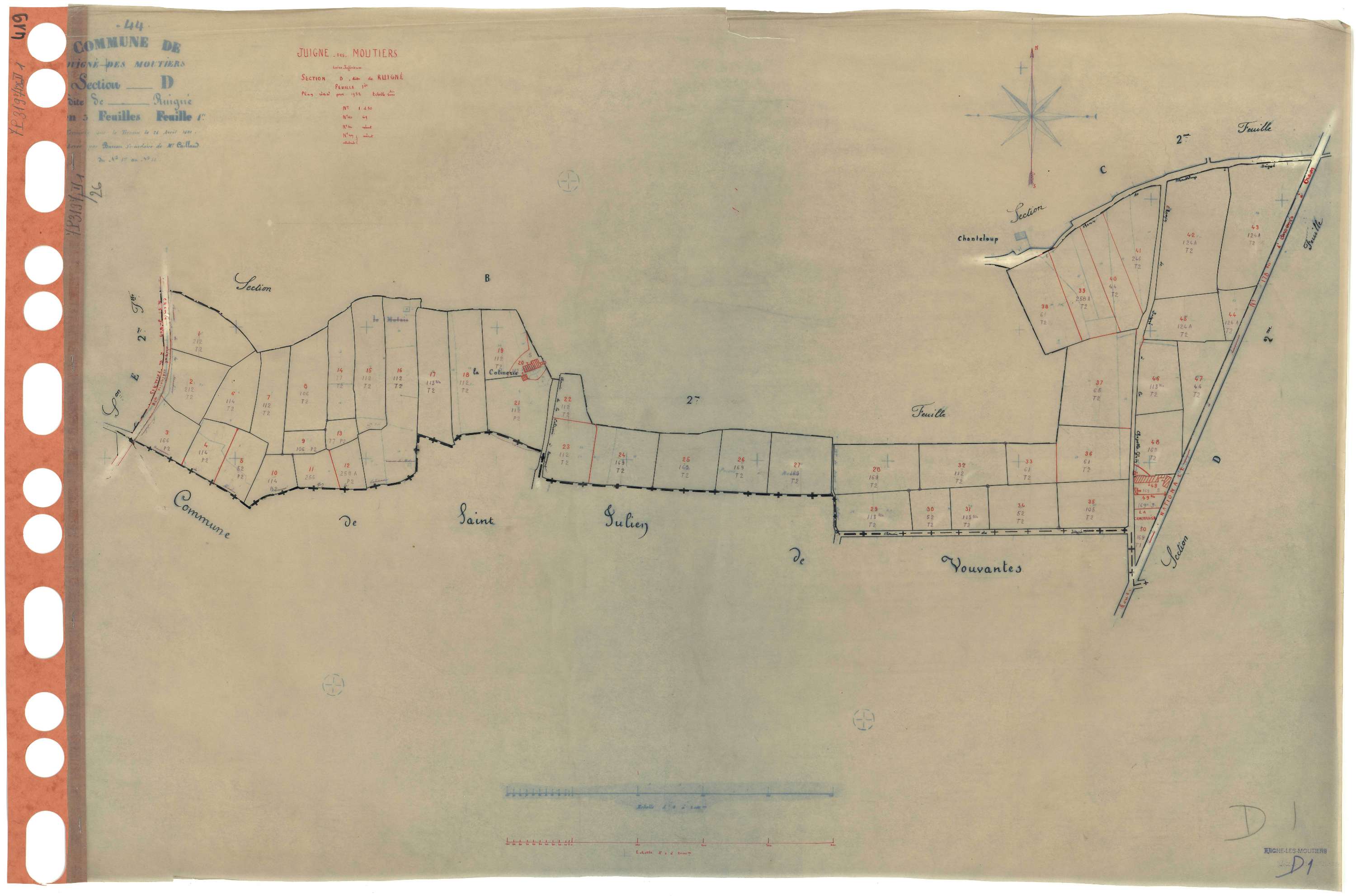 Juigné-des-Moutiers - Section D1 Ruigné (section de) . 1-50