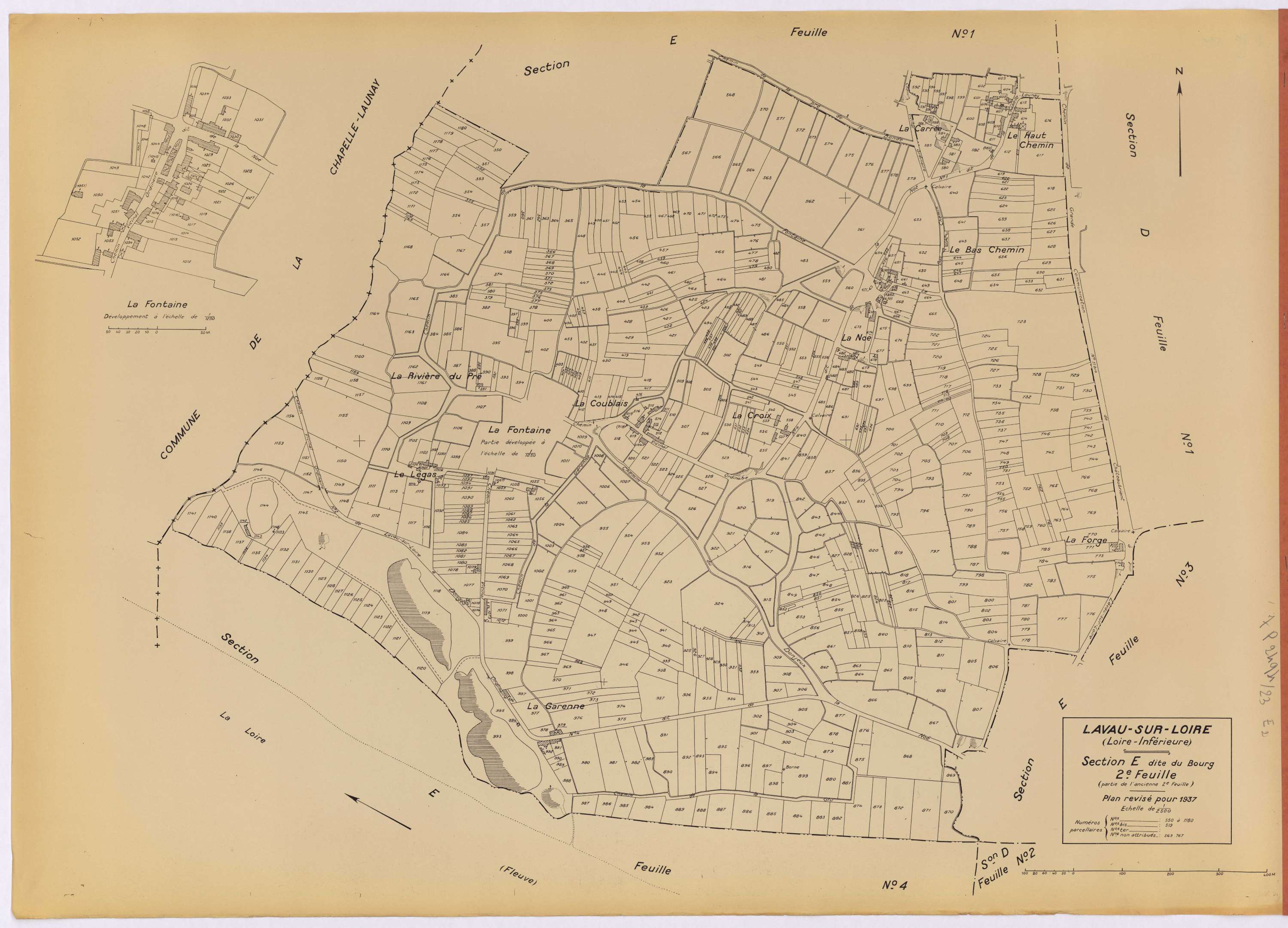 Lavau-sur-Loire - Section E2 Bourg (section du) ; 350-1180
