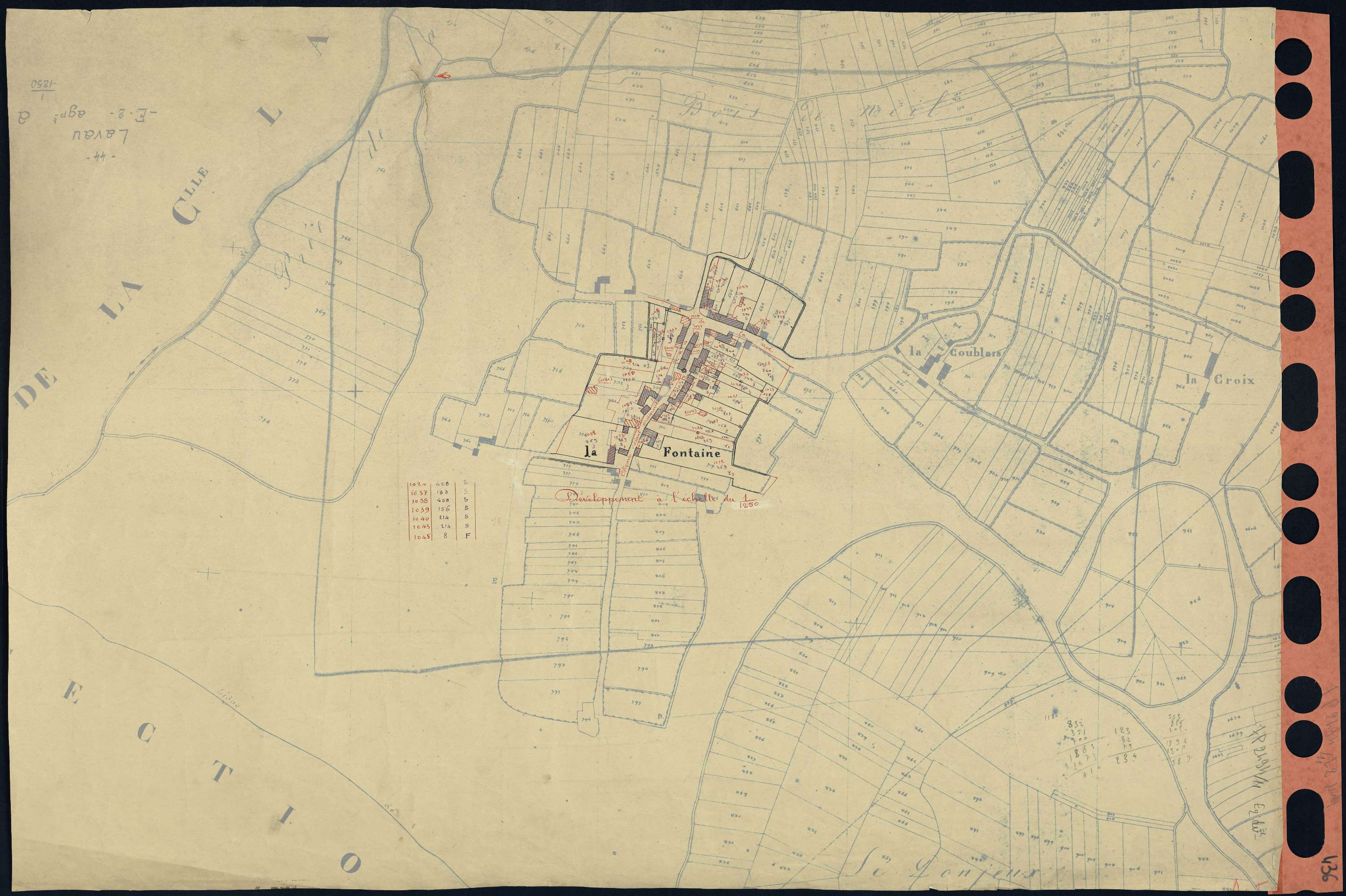 Lavau-sur-Loire - Section E2 (développement) Bourg (section du) . 350-1180 . développement du village de La Fontaine
