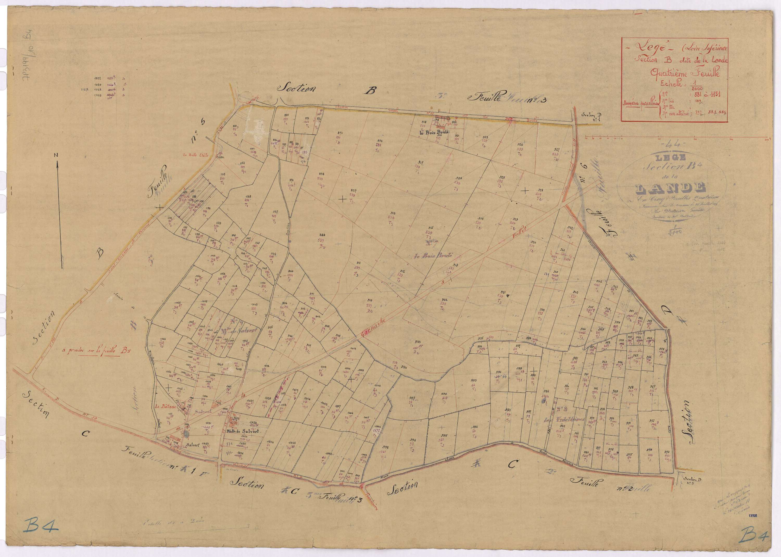 Lège - Section B4 Lande (section de La) ; 881-1151