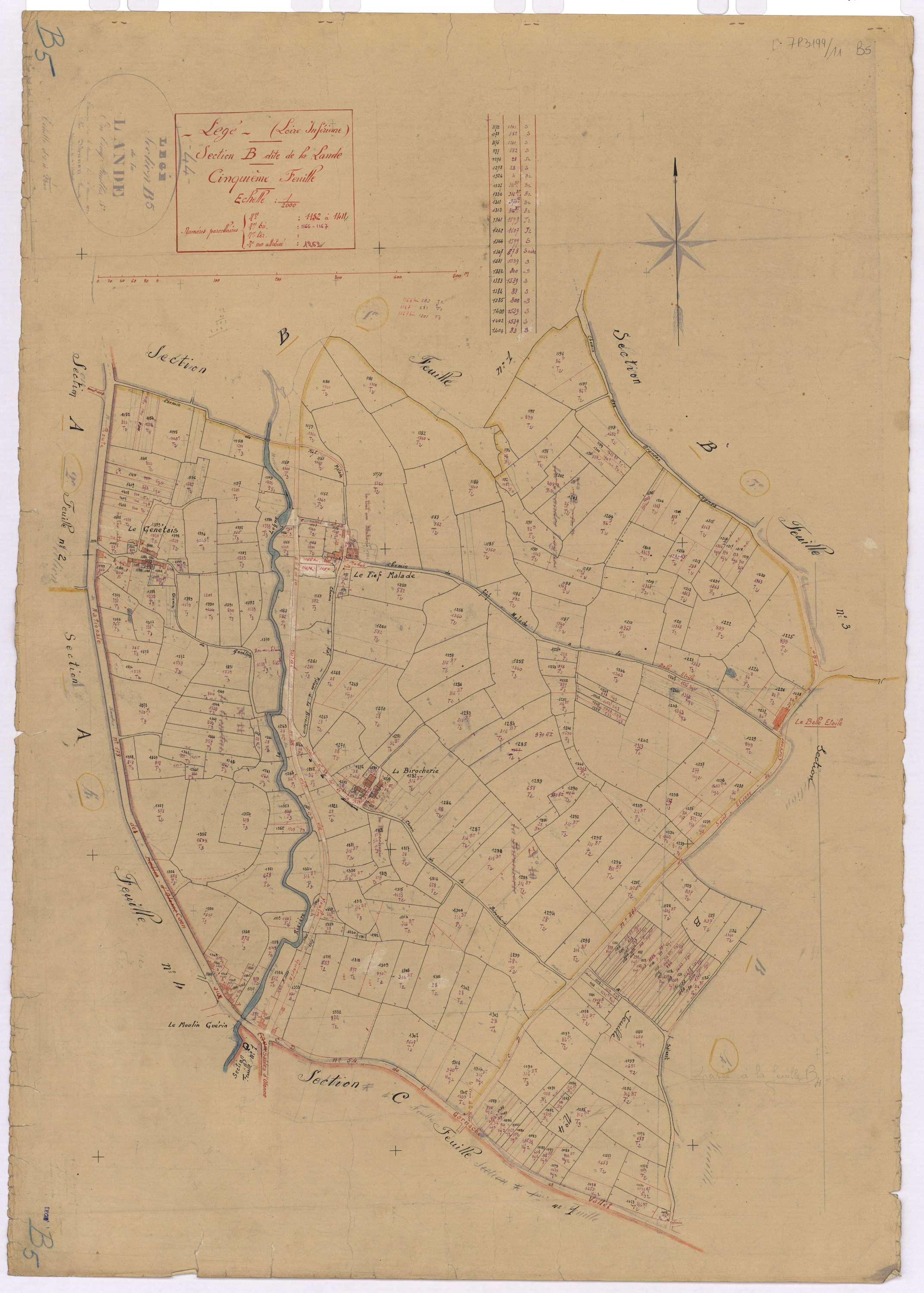 Lège - Section B5 Lande (section de La) ; 1152-1411
