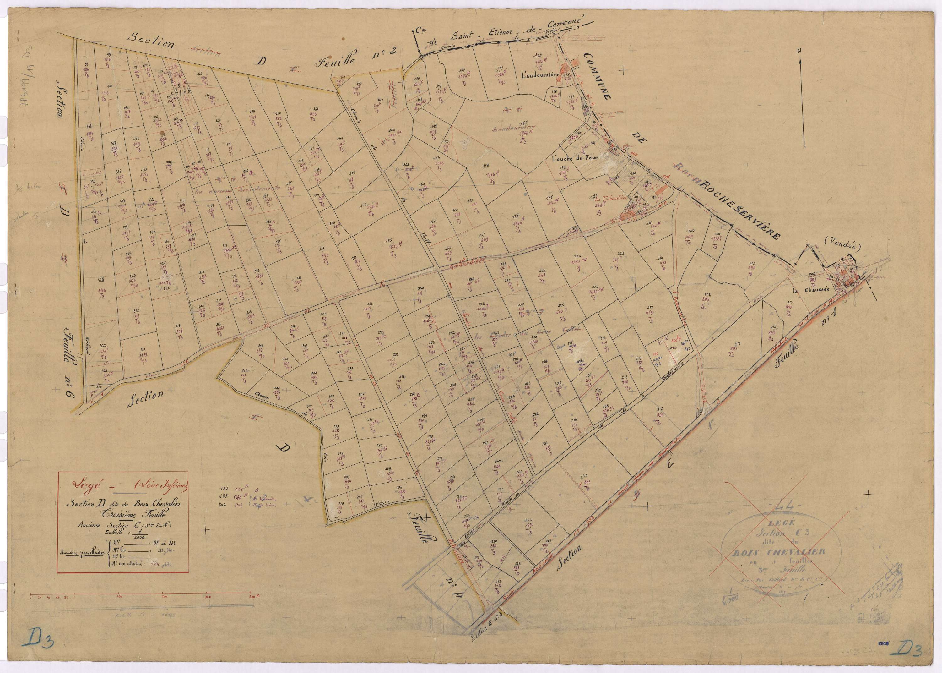 Lège - Section D3 Bois Chevalier (section du) ; 98-338