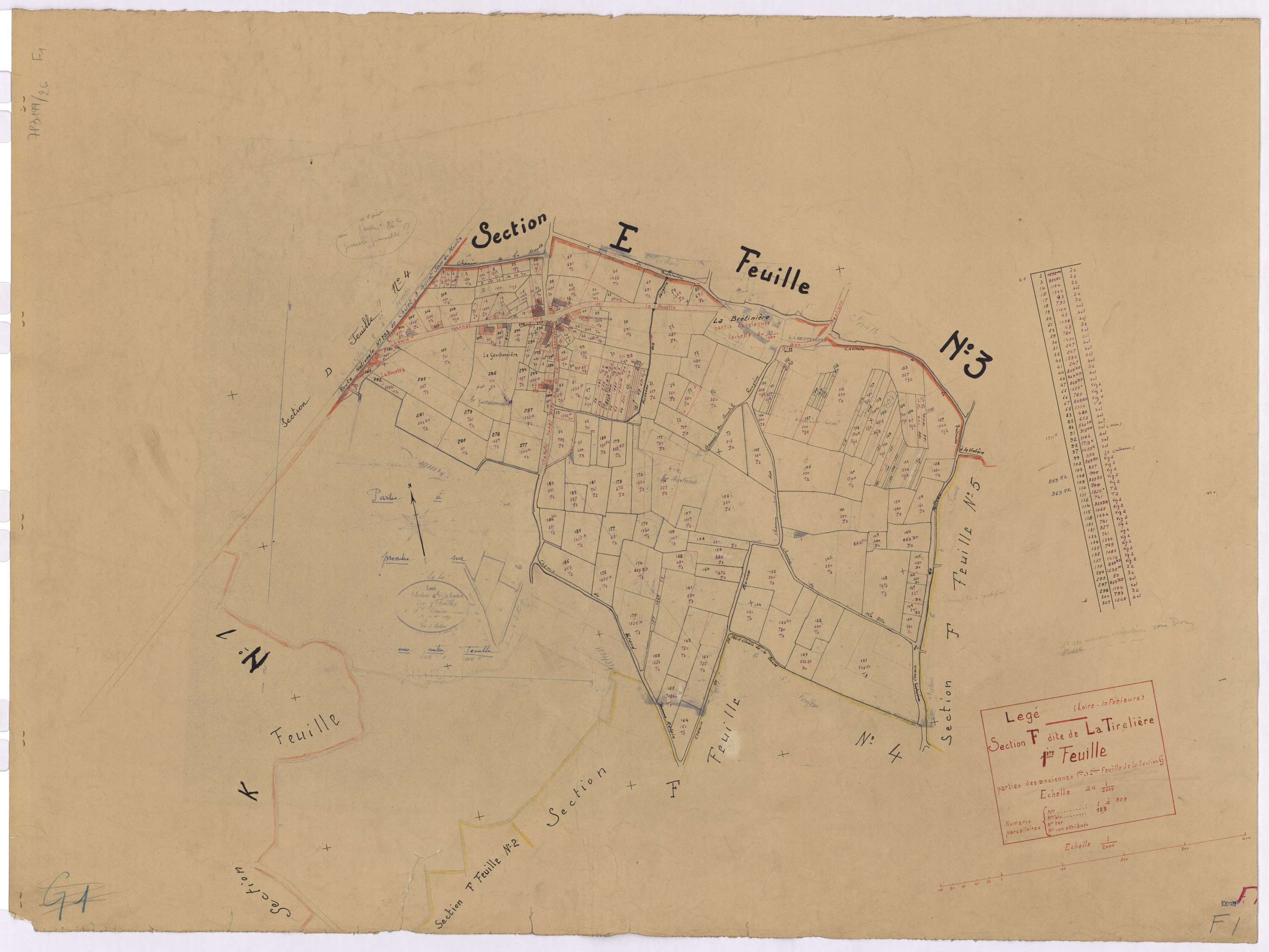 Lège - Section F1 Tirelière (section de La) ; 1-309