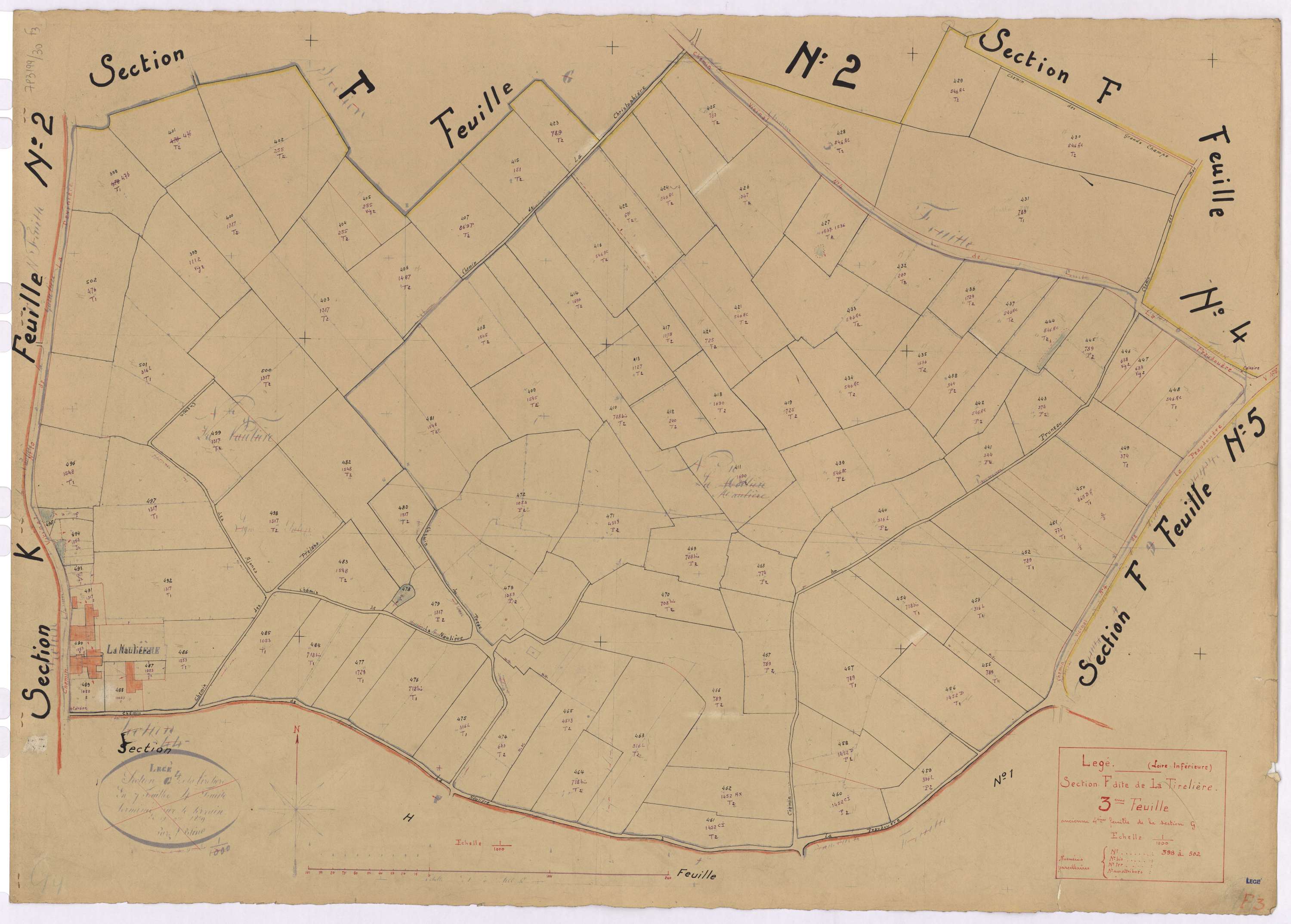 Lège - Section F3 Tirelière (section de La) ; 398-502
