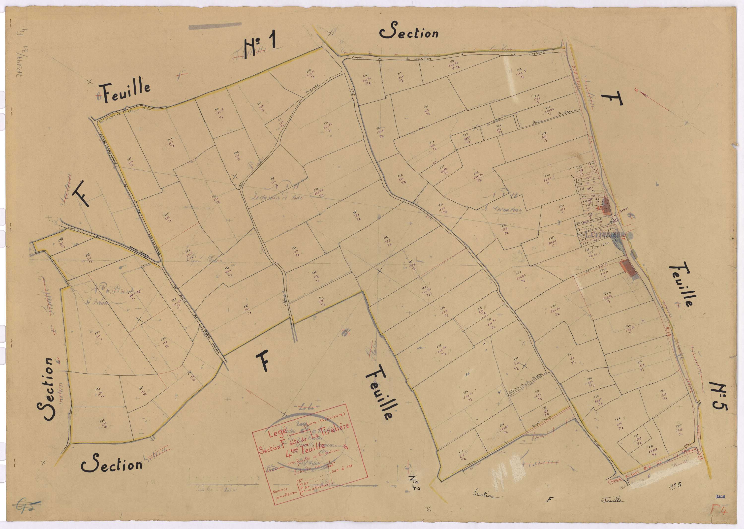 Lège - Section F4 Tirelière (section de La) ; 503-598
