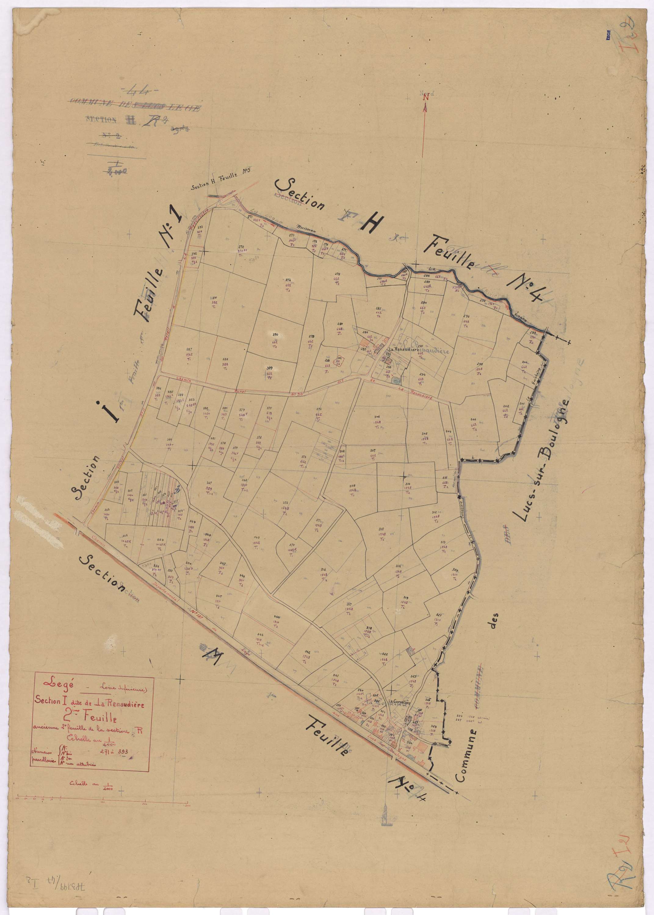 Lège - Section I2 Renaudière (section de La) ; 271-393