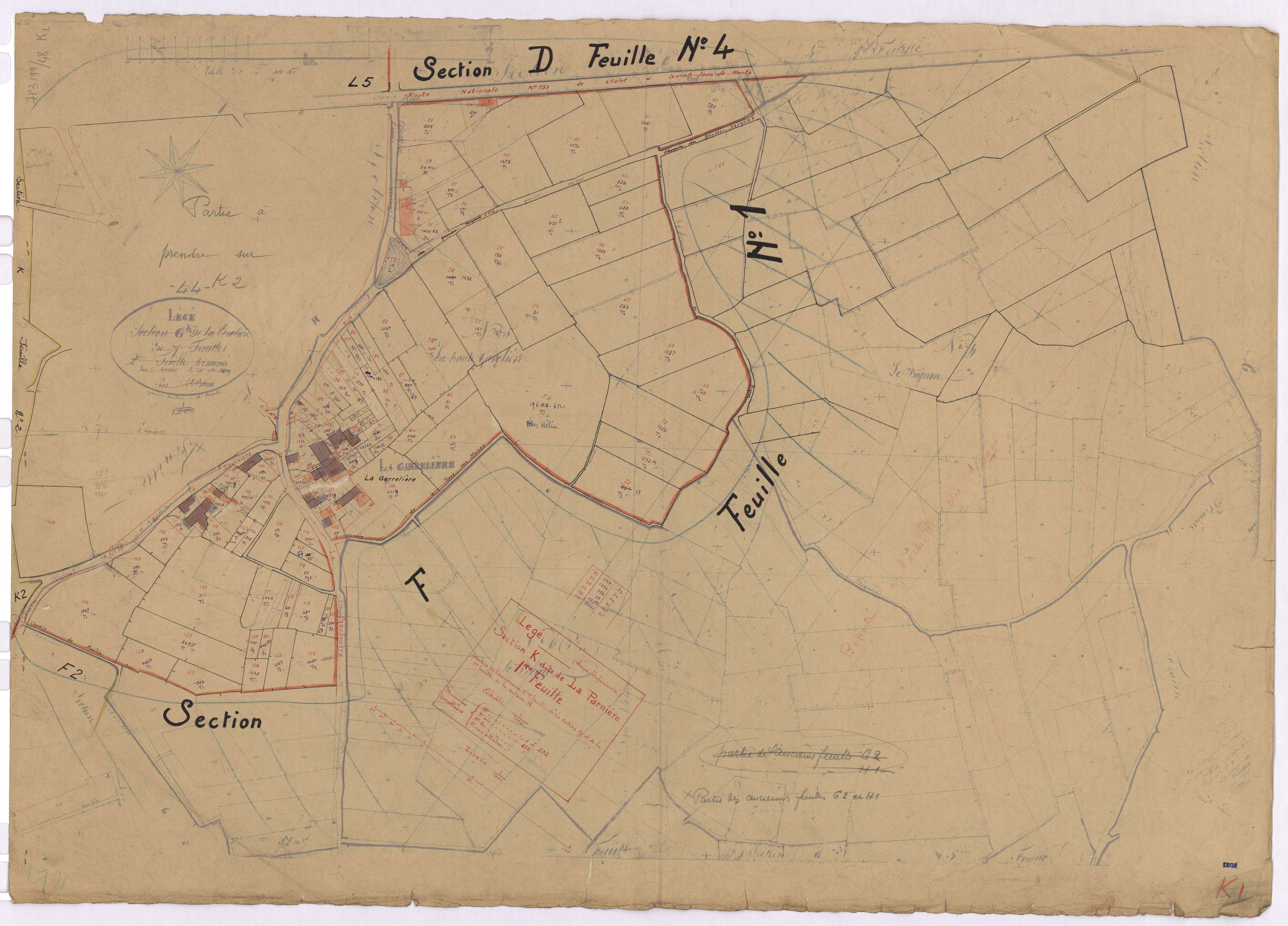 Lège - Section K1 Parnière (section de La) ; 1-202