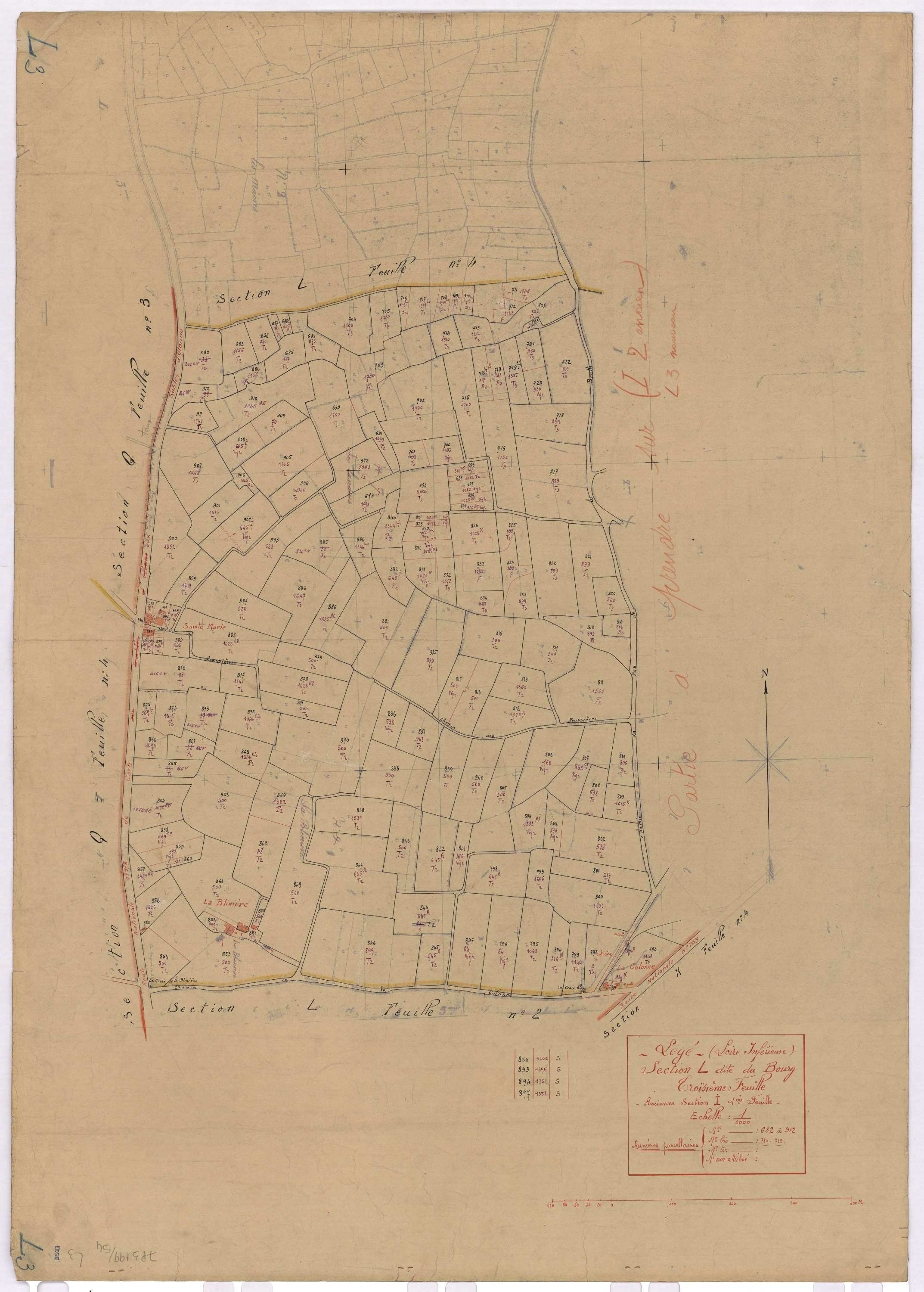 Lège - Section L3 Bourg (section du) ; 682-912