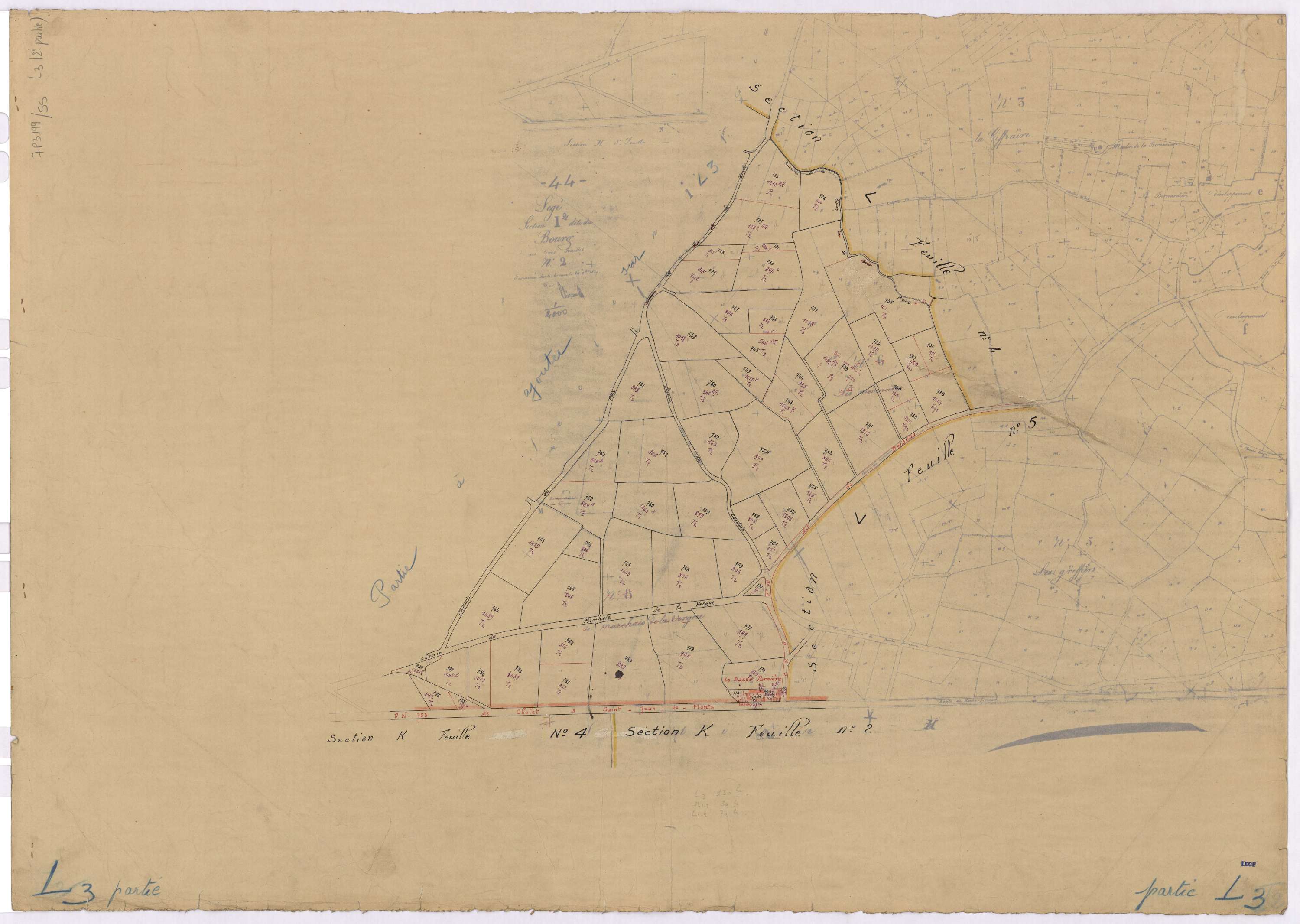 Lège - Section L3 Bourg (section du) ; 682-912