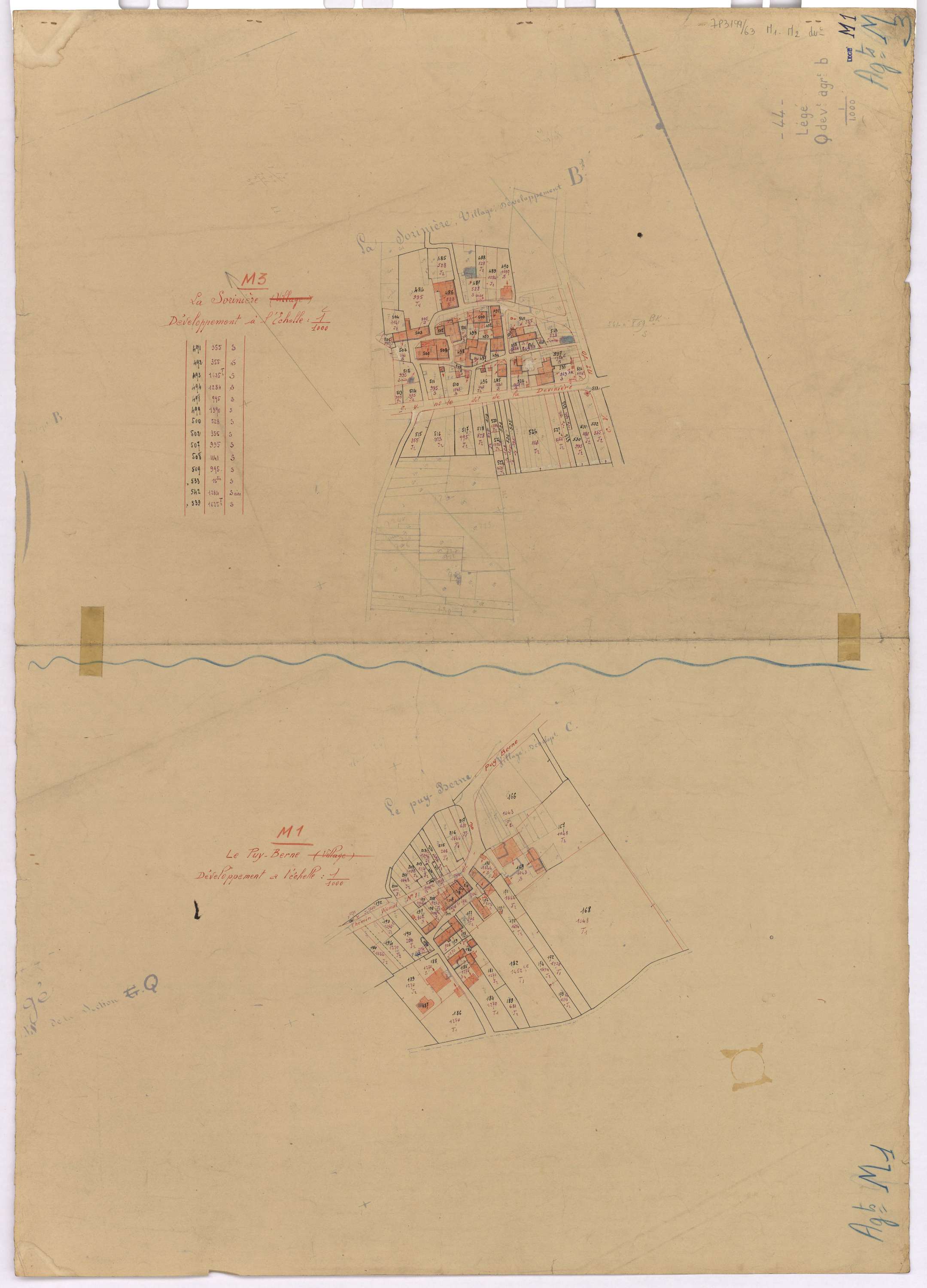 Lège - Section M1 M2 (développement) Retail (section du) ; 1-272 ; 273-474 ; développement des villages du Puy-Berne et de La Sorinière