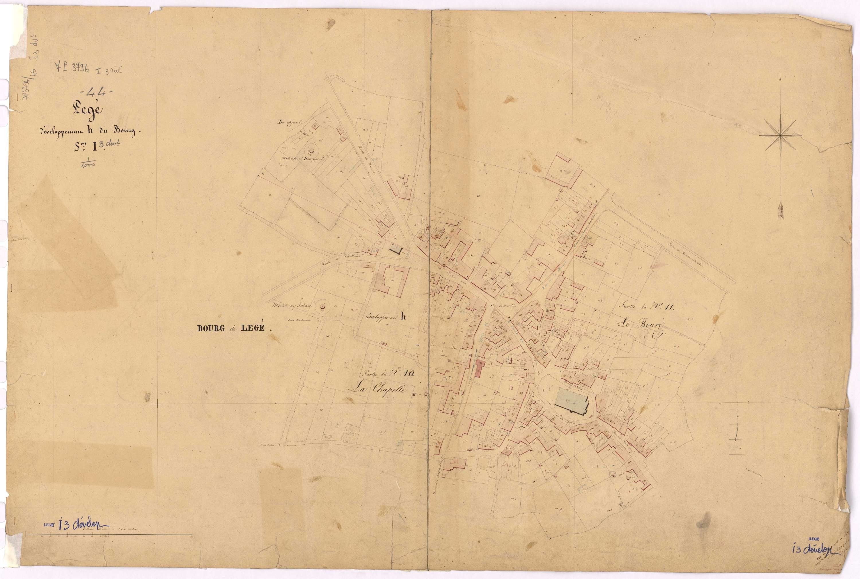 Lège - Section I3 (développement) Bourg (section du) ; développement du Bourg