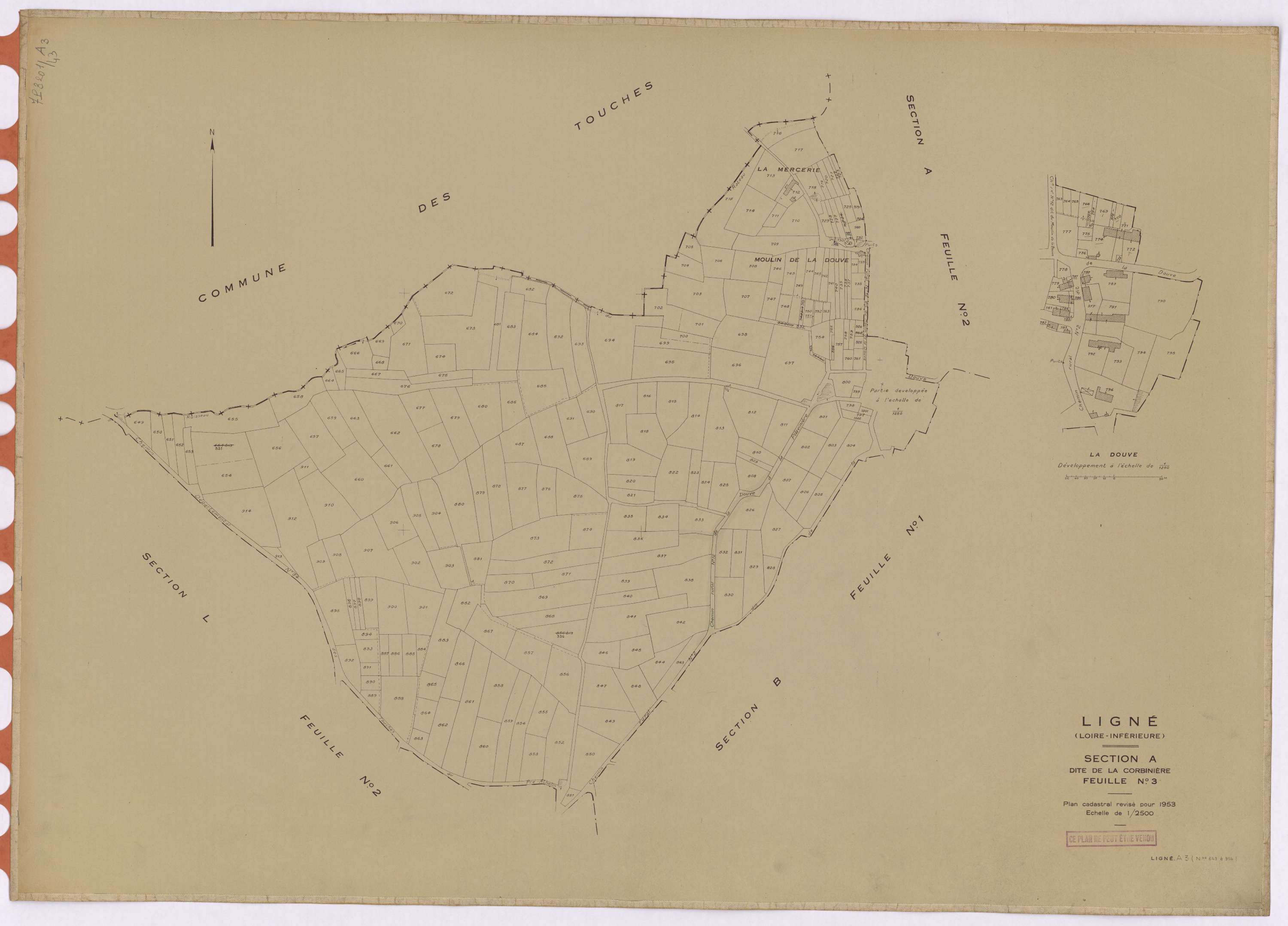 Ligné - Section A3 Corbinière (section de La) ; 649-914