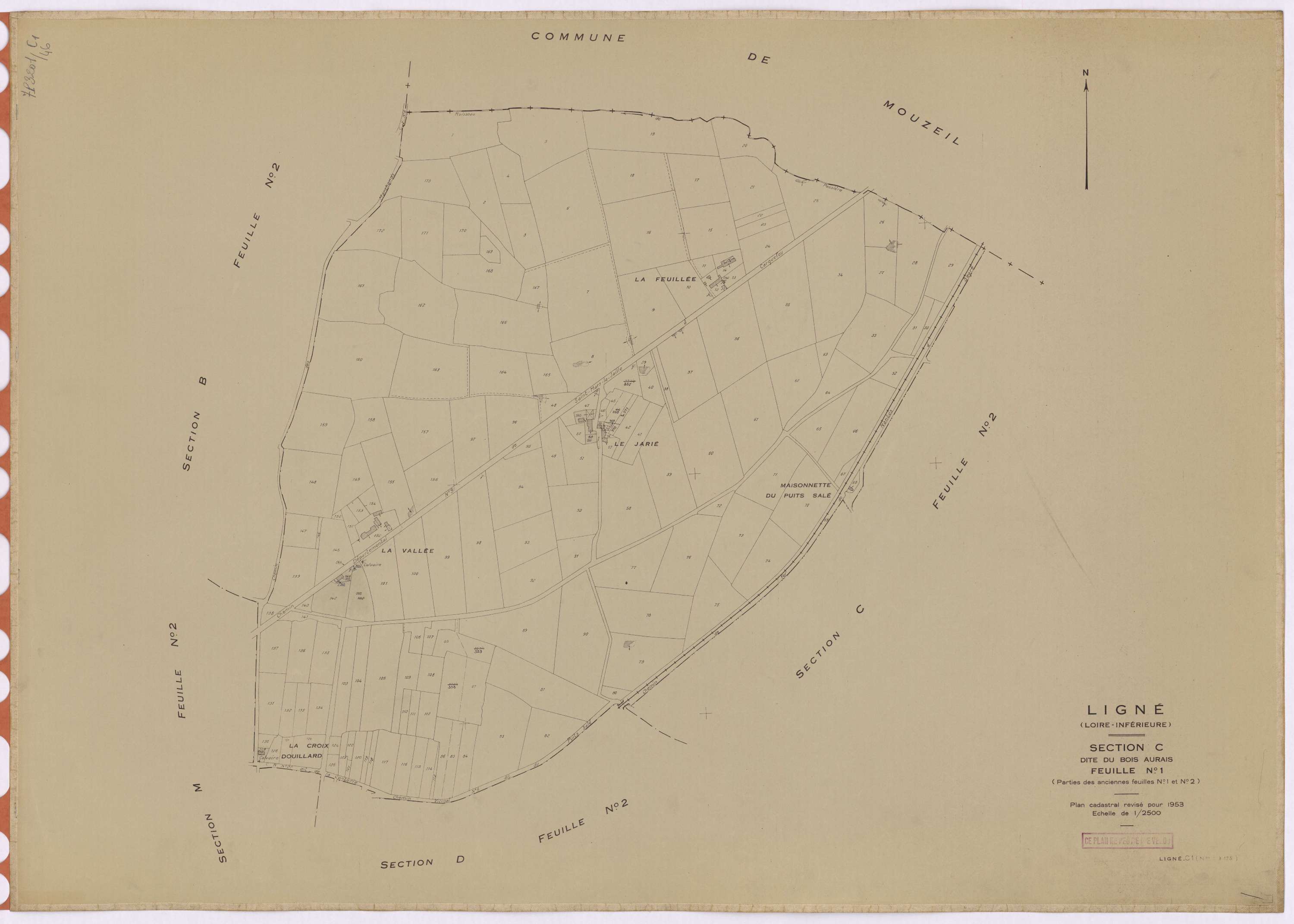 Ligné - Section C1 Bois Aurais (section du) ; 1-173