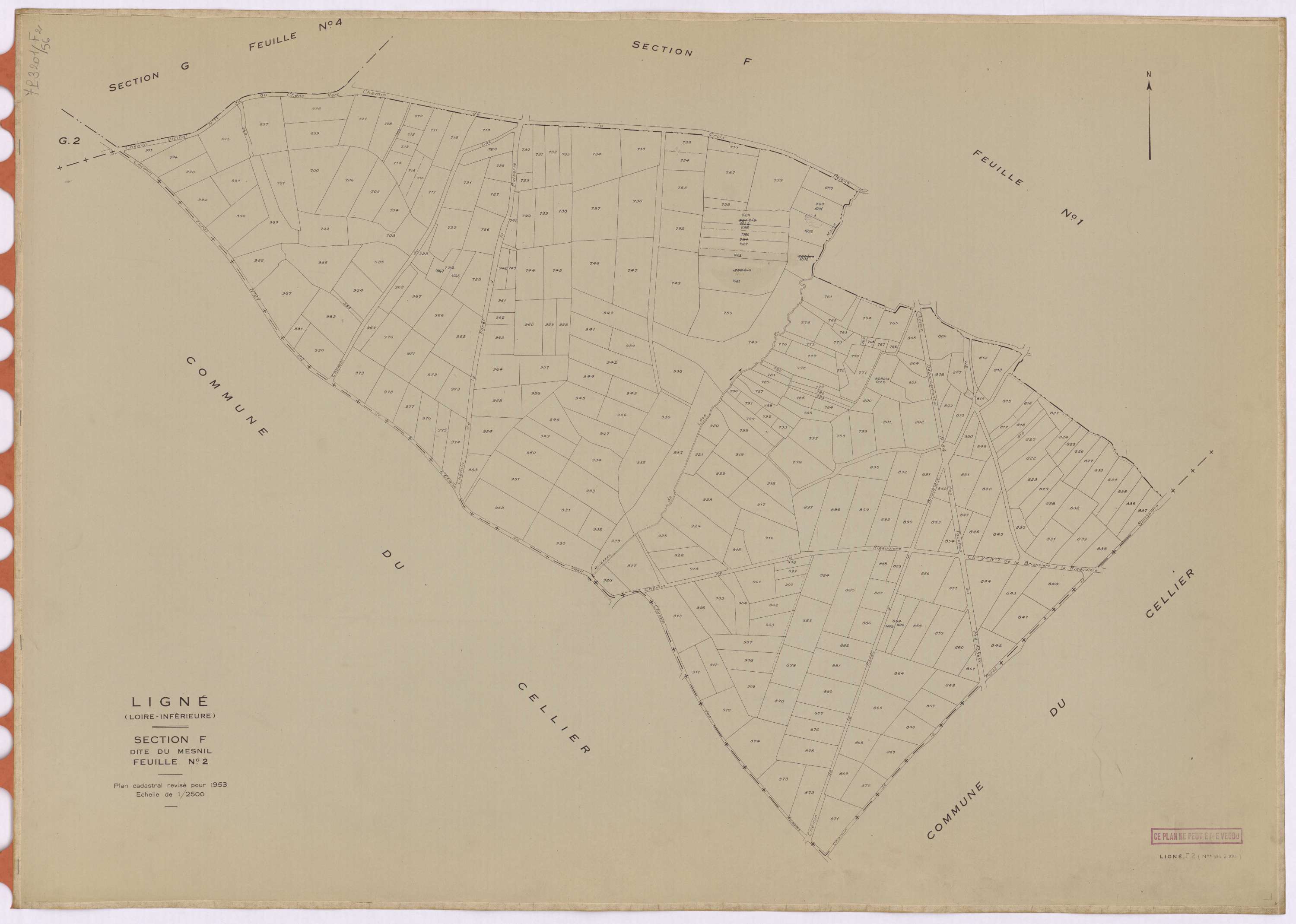 Ligné - Section F2 Mesnil (section du) ; 694-993