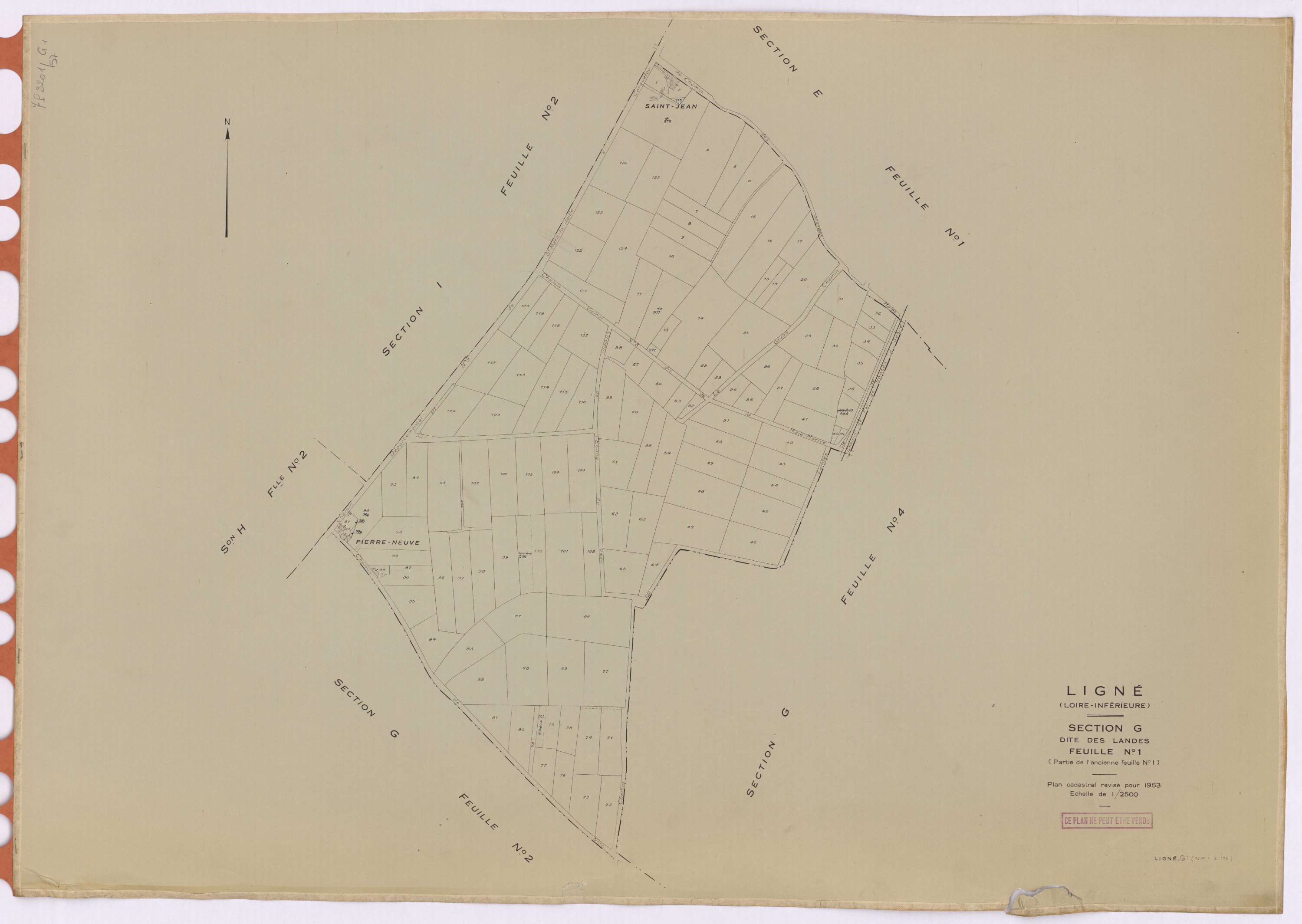 Ligné - Section G1 Landes (section des) ; 1-126