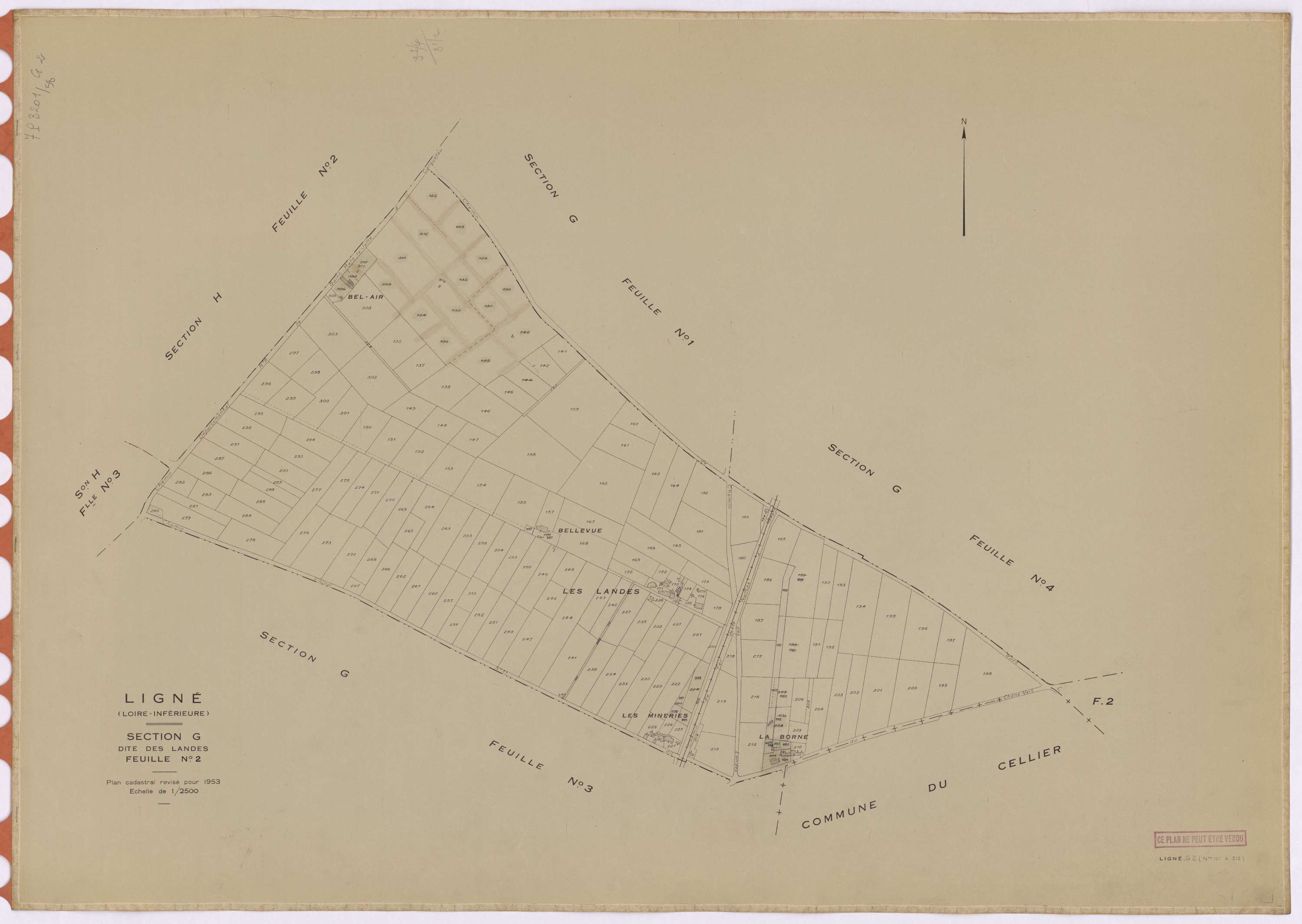 Ligné - Section G2 Landes (section des) ; 127-312